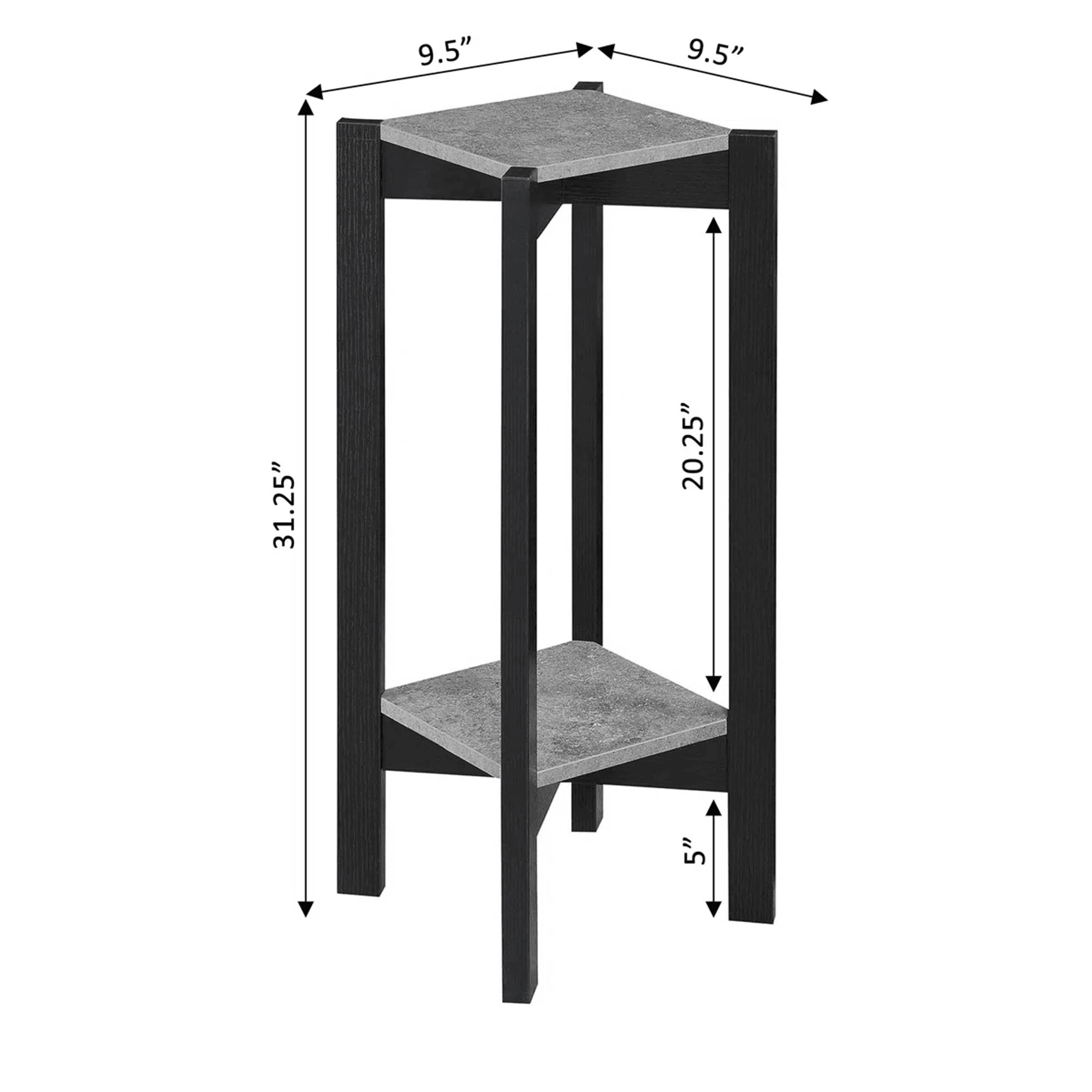 2 Tier Plant Stand With Faux Cement Finish And Square Shelves 8