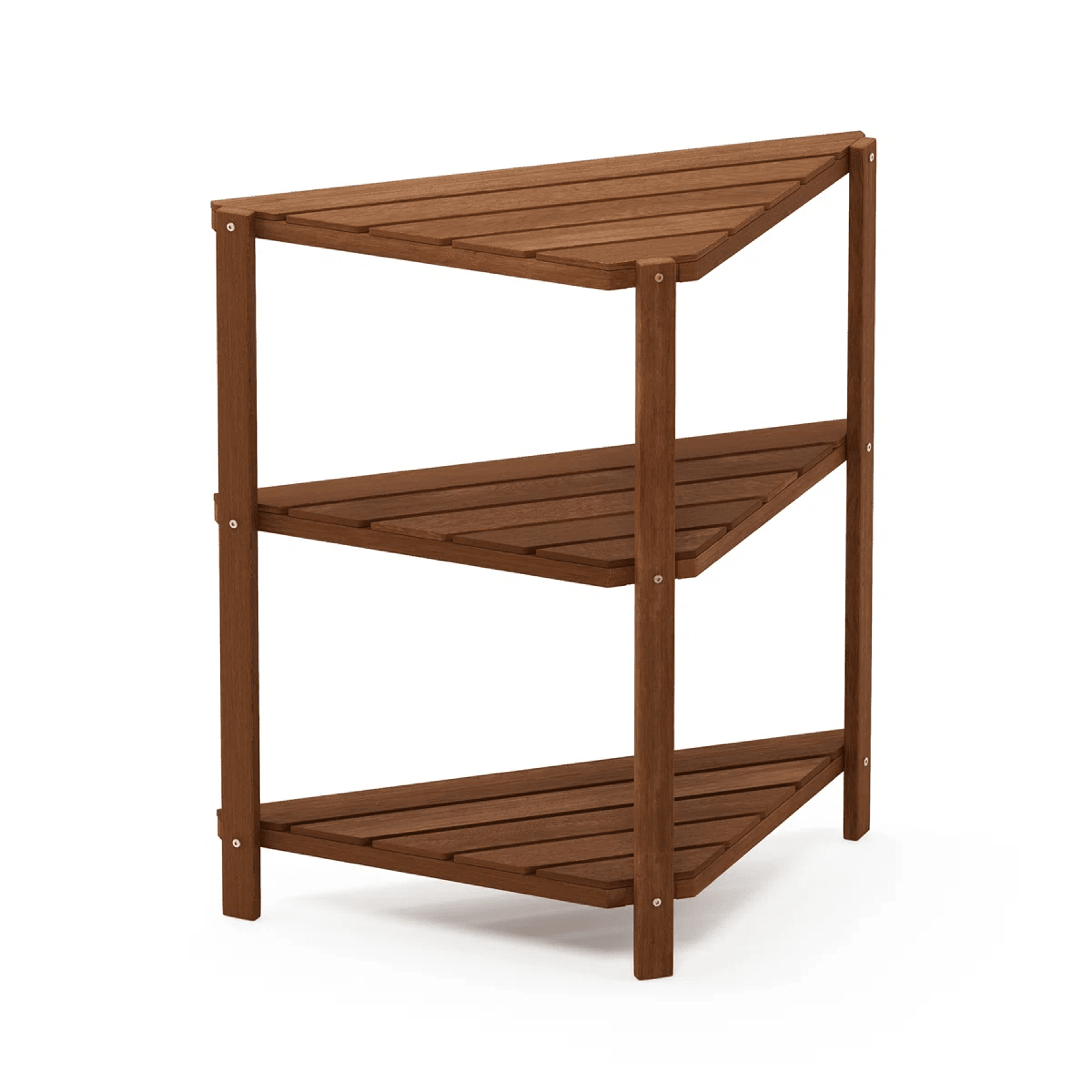 3 tier solid wood corner plant stand with triangular shelves natural finish