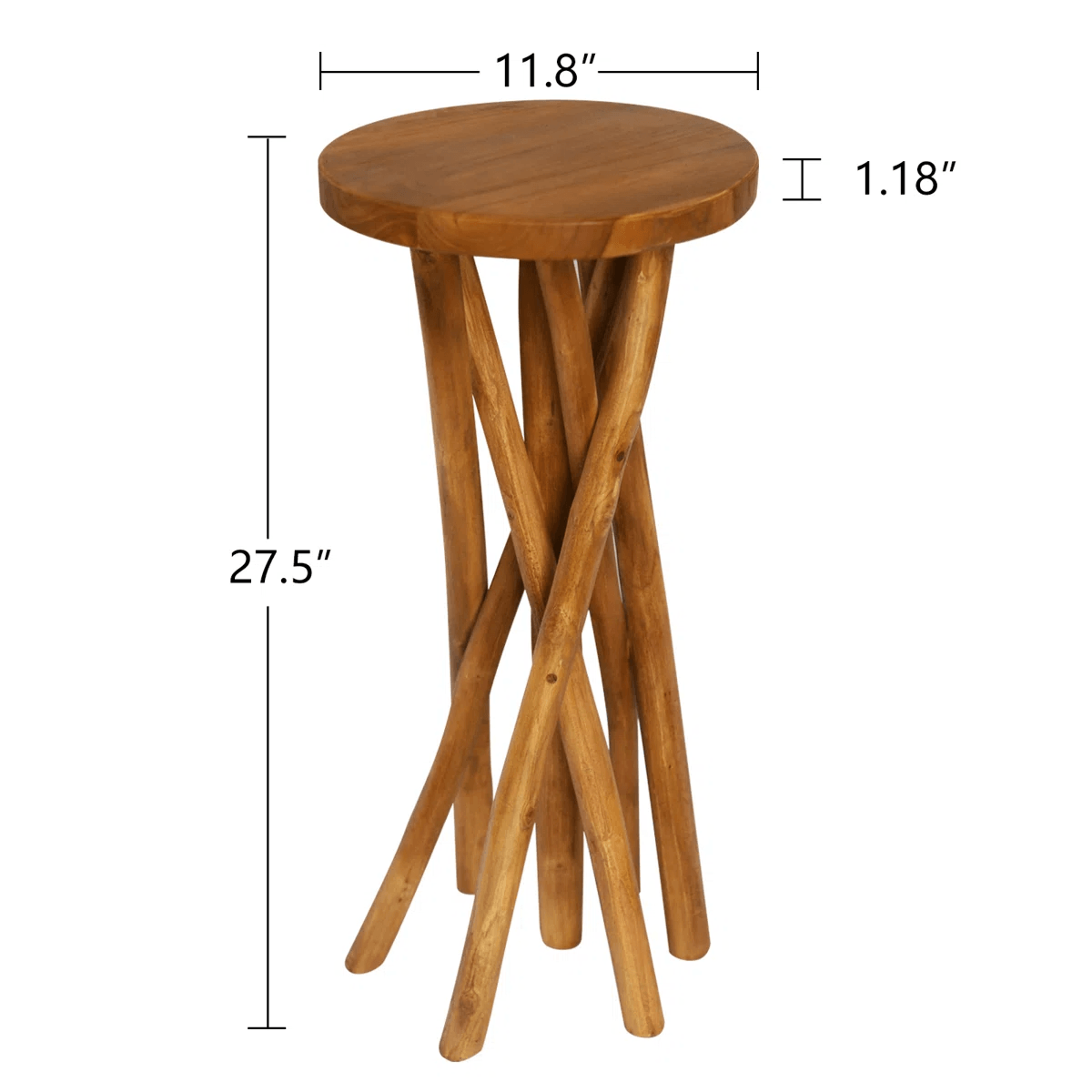 Teak Wood Plant Stand With Natural Branch Legs And Round Top 8