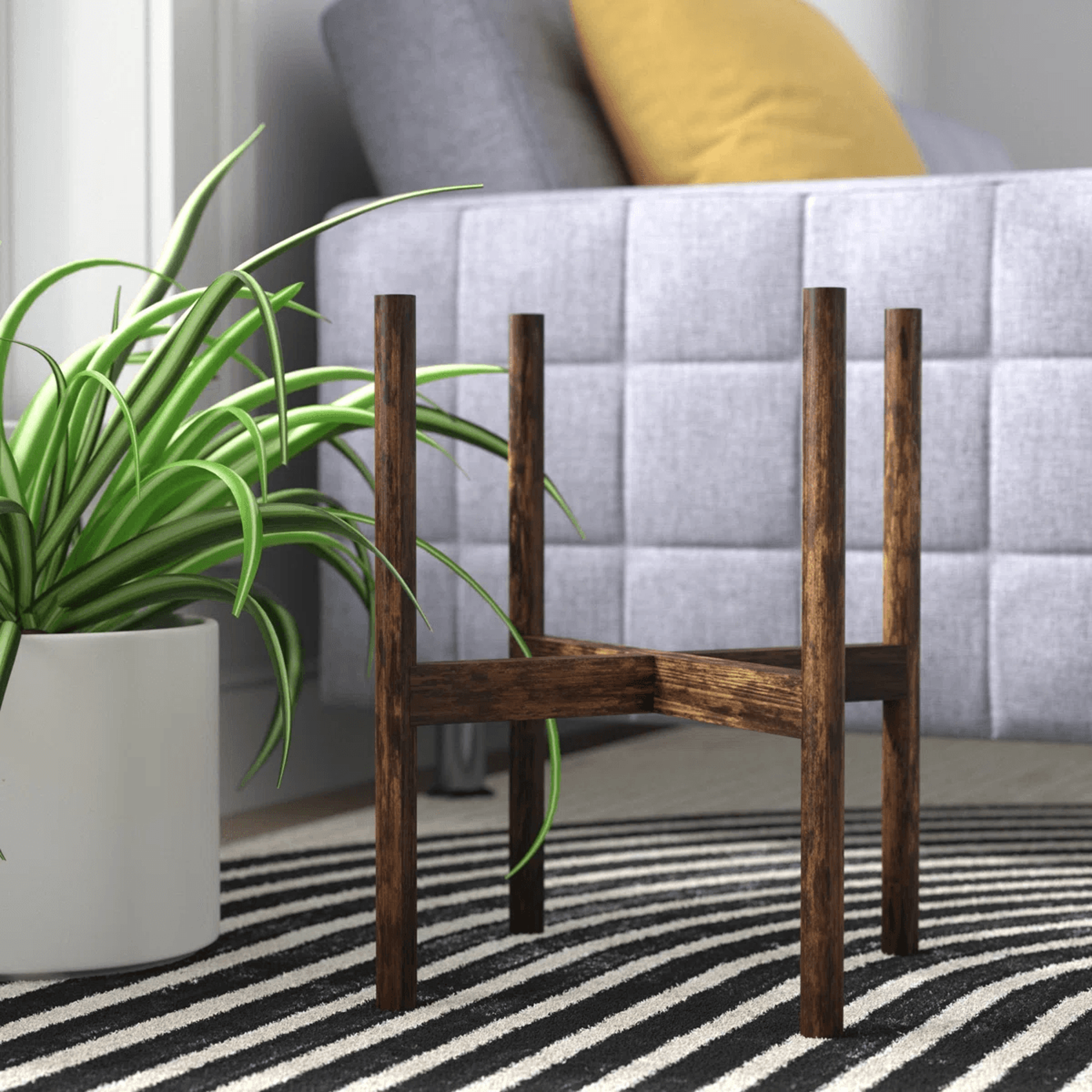 Solid Wood Plant Stand With Walnut Finish Square Plant Holder 5