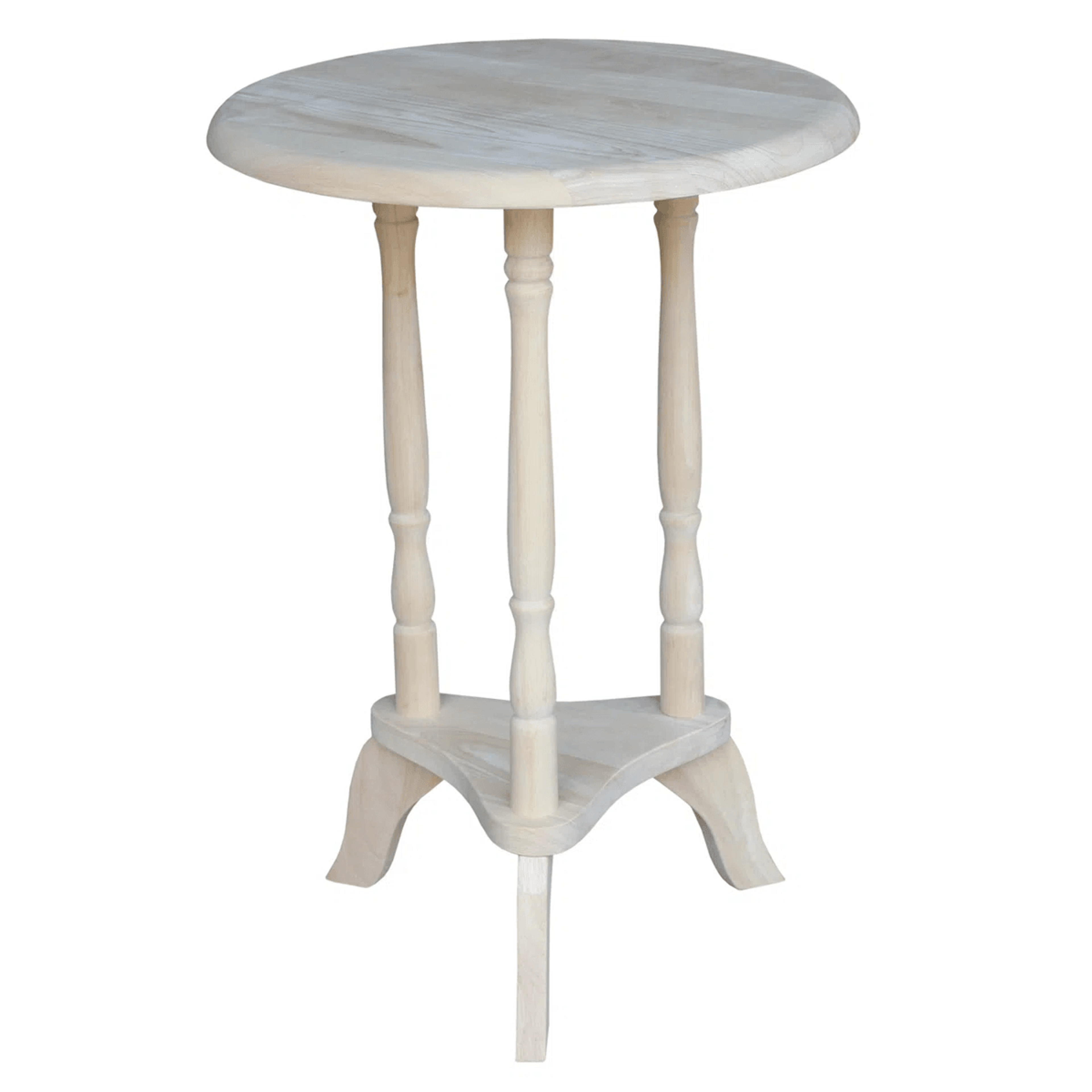 2 Tier Solid Wood Plant Stand With Round Top And Decorative Shelf 2