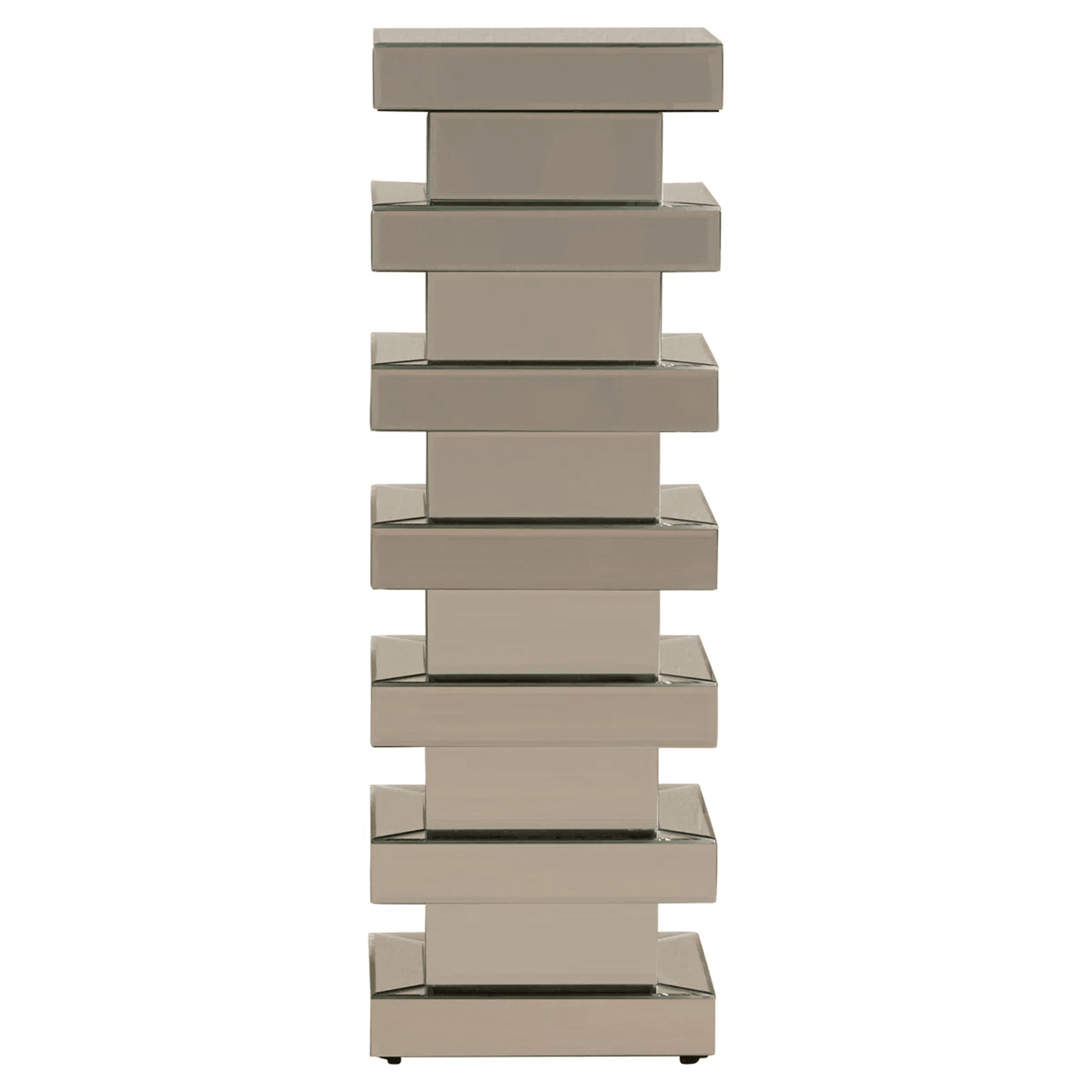 Mirrored Glass Pedestal Plant Stand With Modern Stacked Design 6