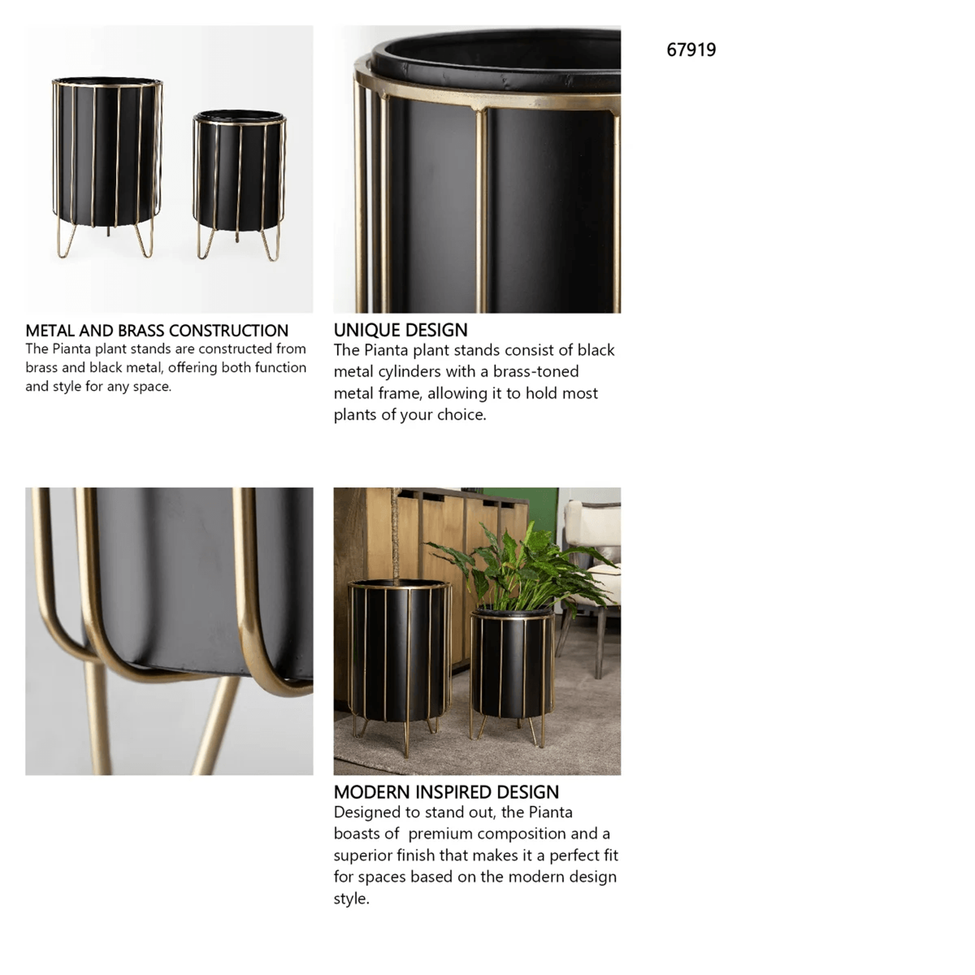 Iron Plant Stand Set Of 2 With Black And Gold Metal Pedestal Design 7