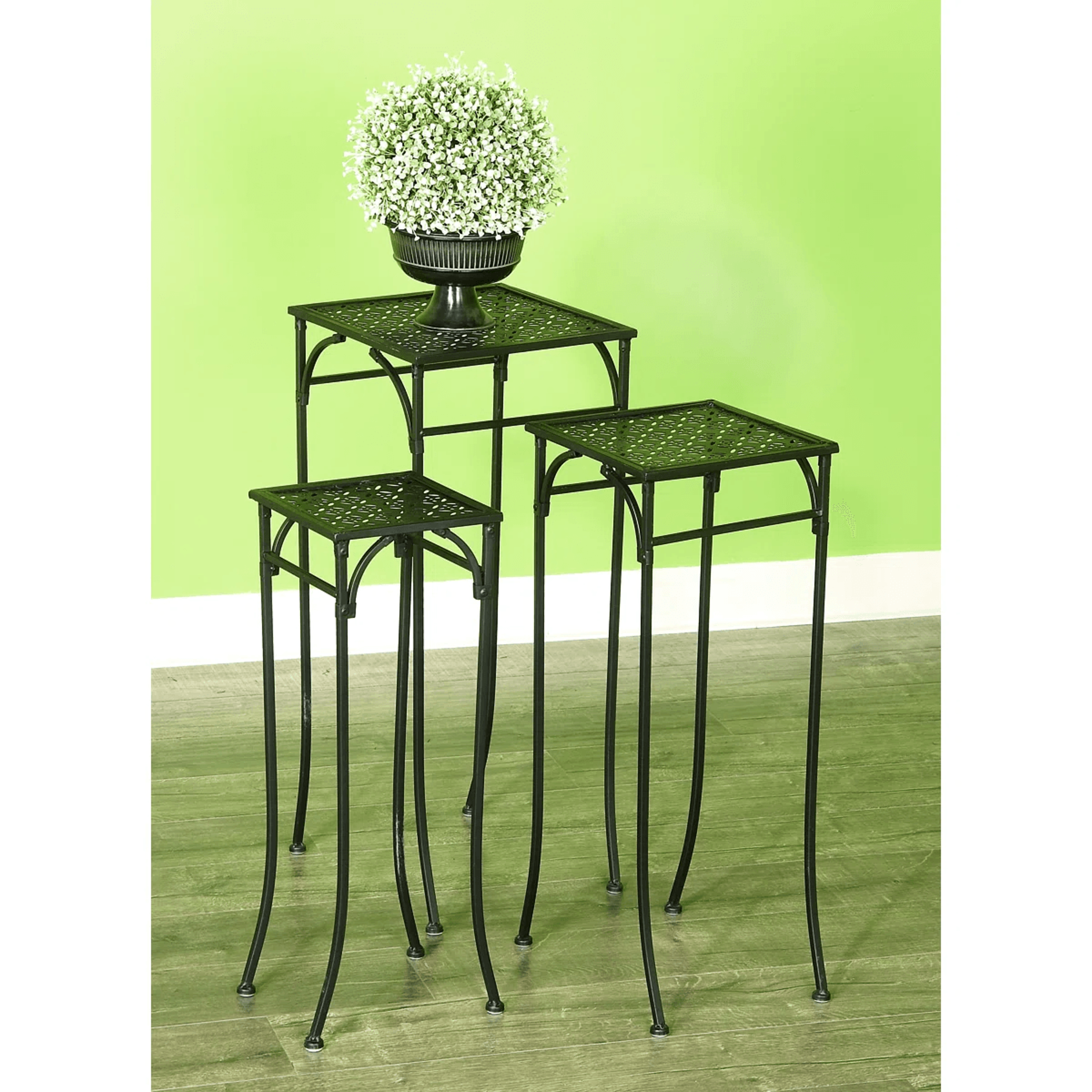 Black Metal Nesting Plant Stand Set Of 3 For Indoor And Outdoor Use 1