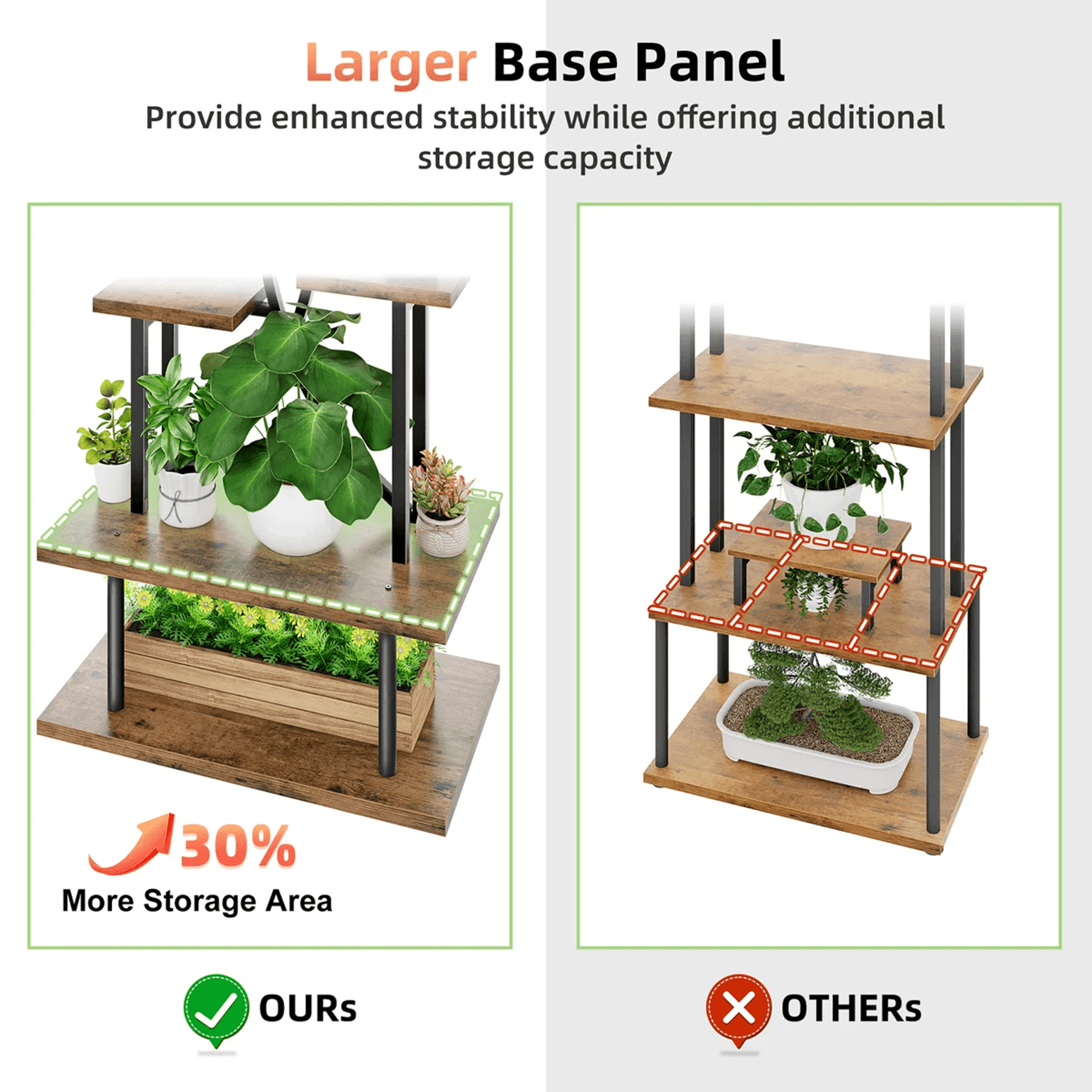 8 Tier Indoor Plant Stand With 3 Head Grow Lights And Hanging Hook 3