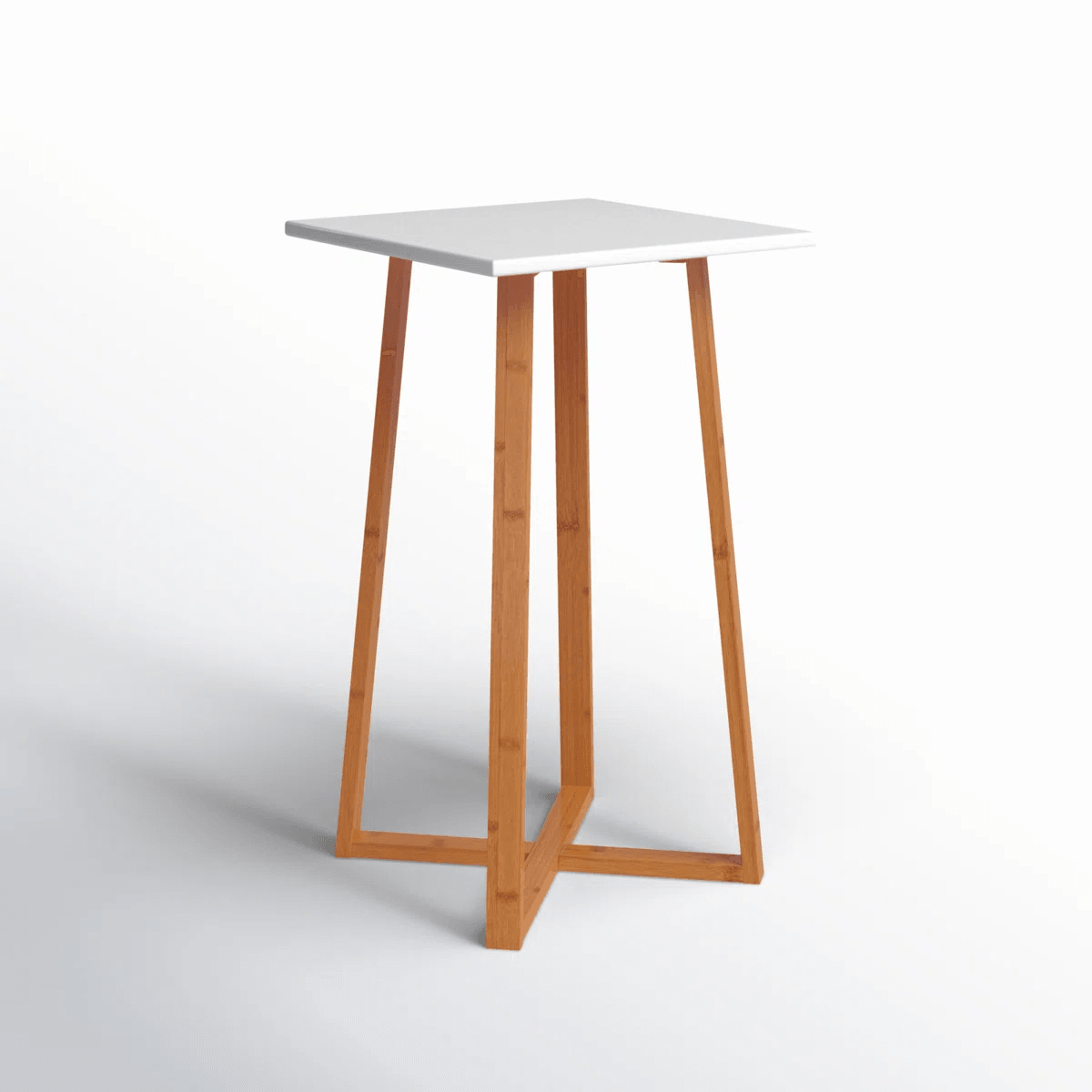 Modern Bamboo And Wood Plant Stand With Square Top And X Shaped Base 1