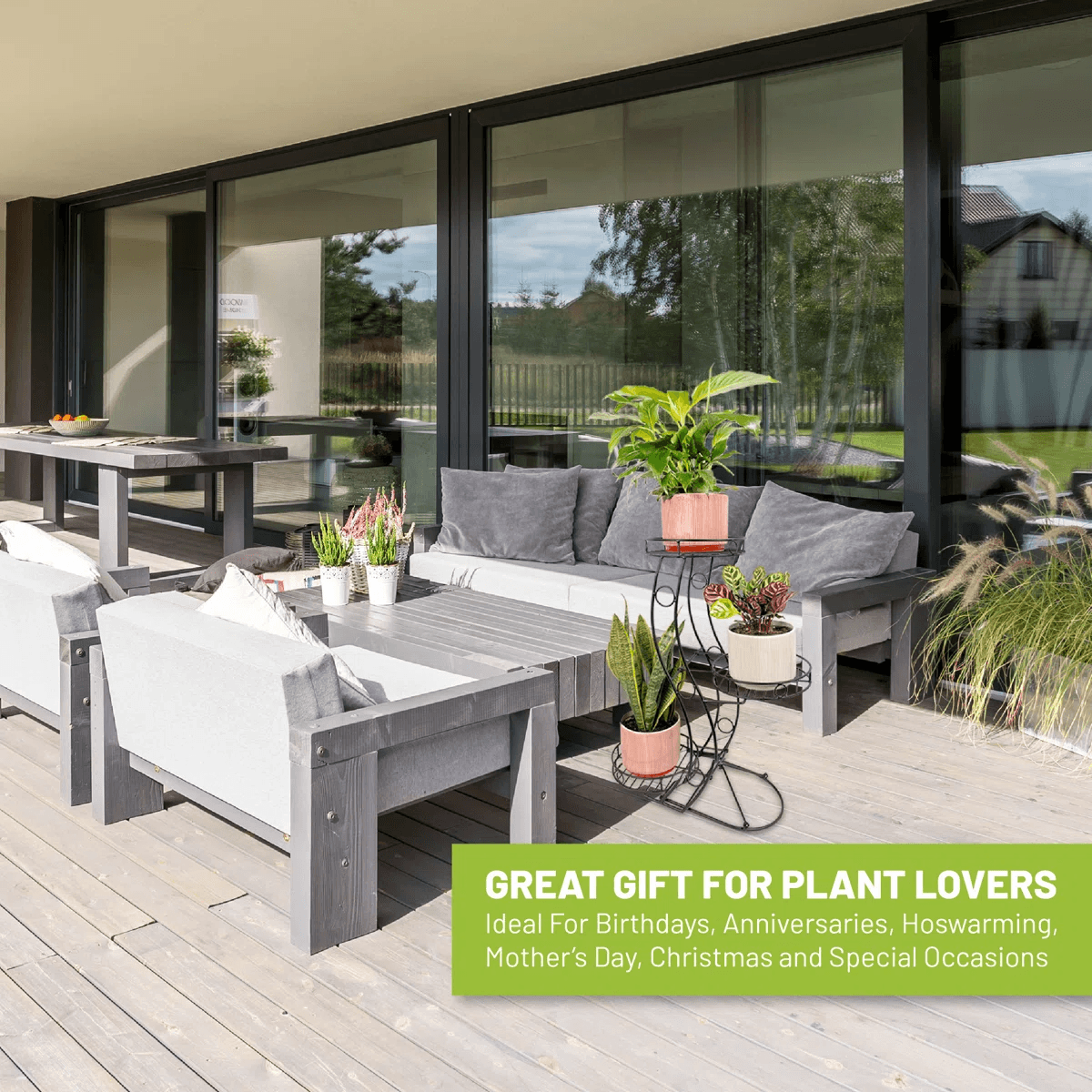 3 Tier Foldable Metal Plant Stand For Indoor And Outdoor Use 8