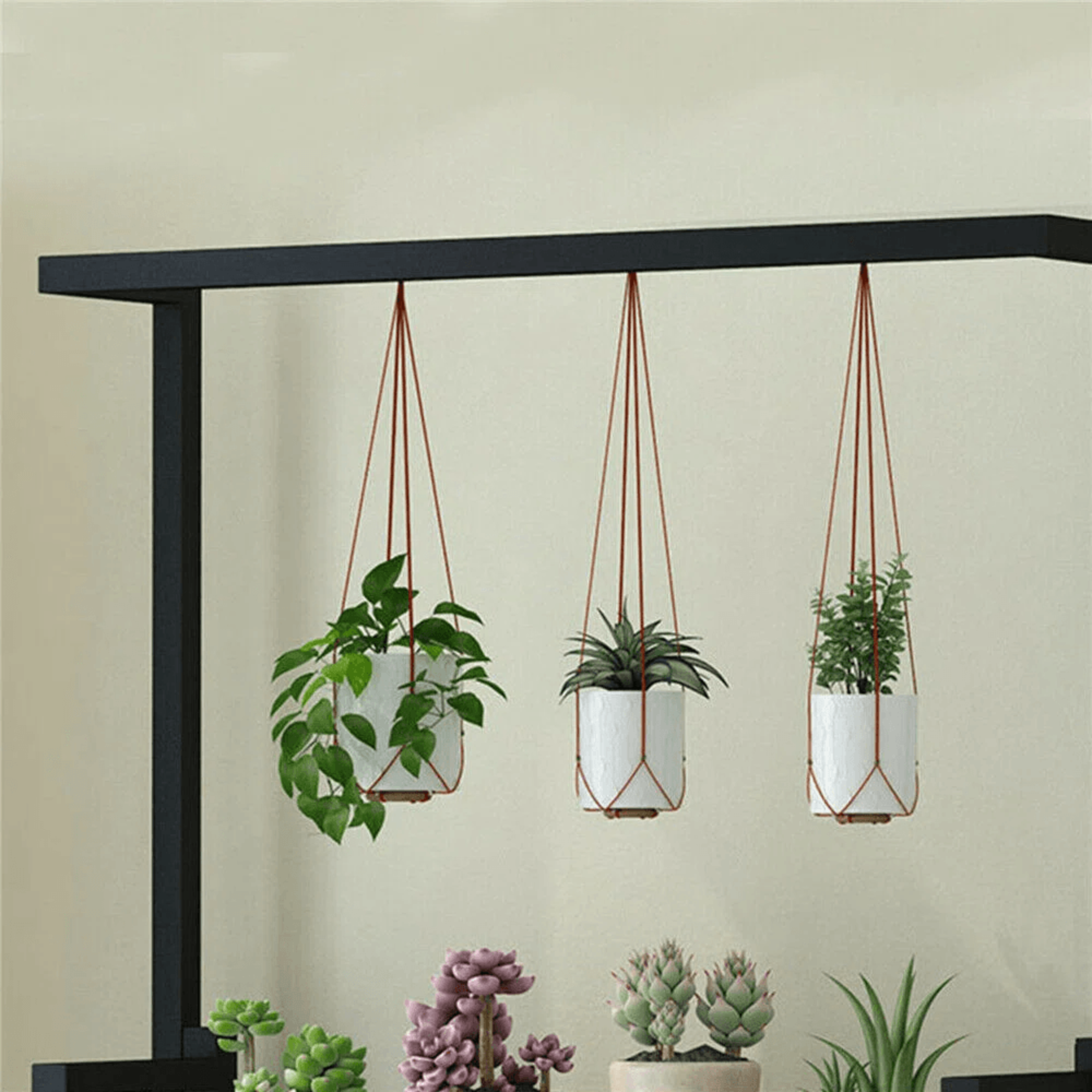 3 Tier Metal Plant Stand With Hanging Rod For Indoor And Outdoor Plants 9