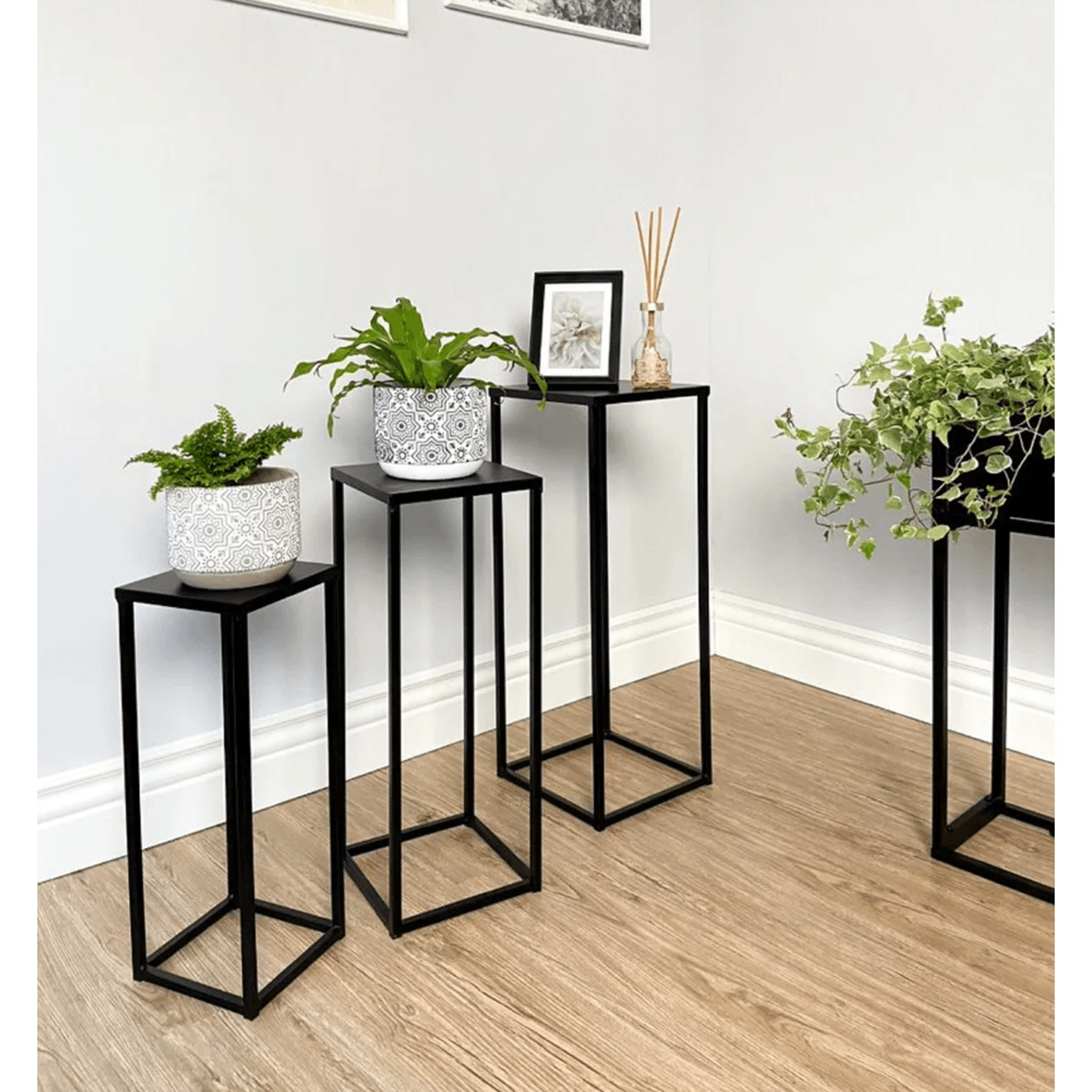 iron plant stand set of 3 nesting square metal plant display tables