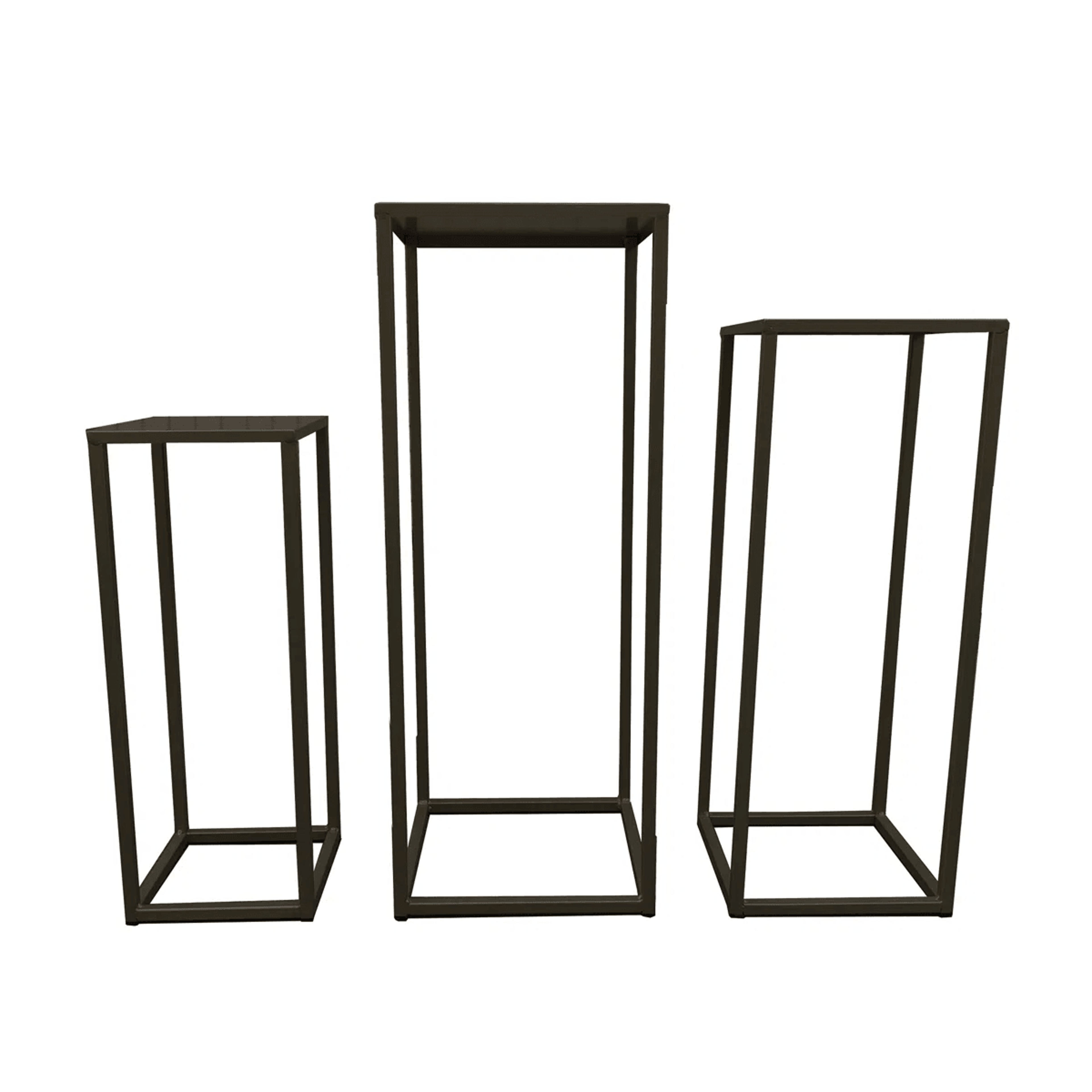 Iron Plant Stand Set Of 3 Nesting Square Metal Plant Display Tables 2