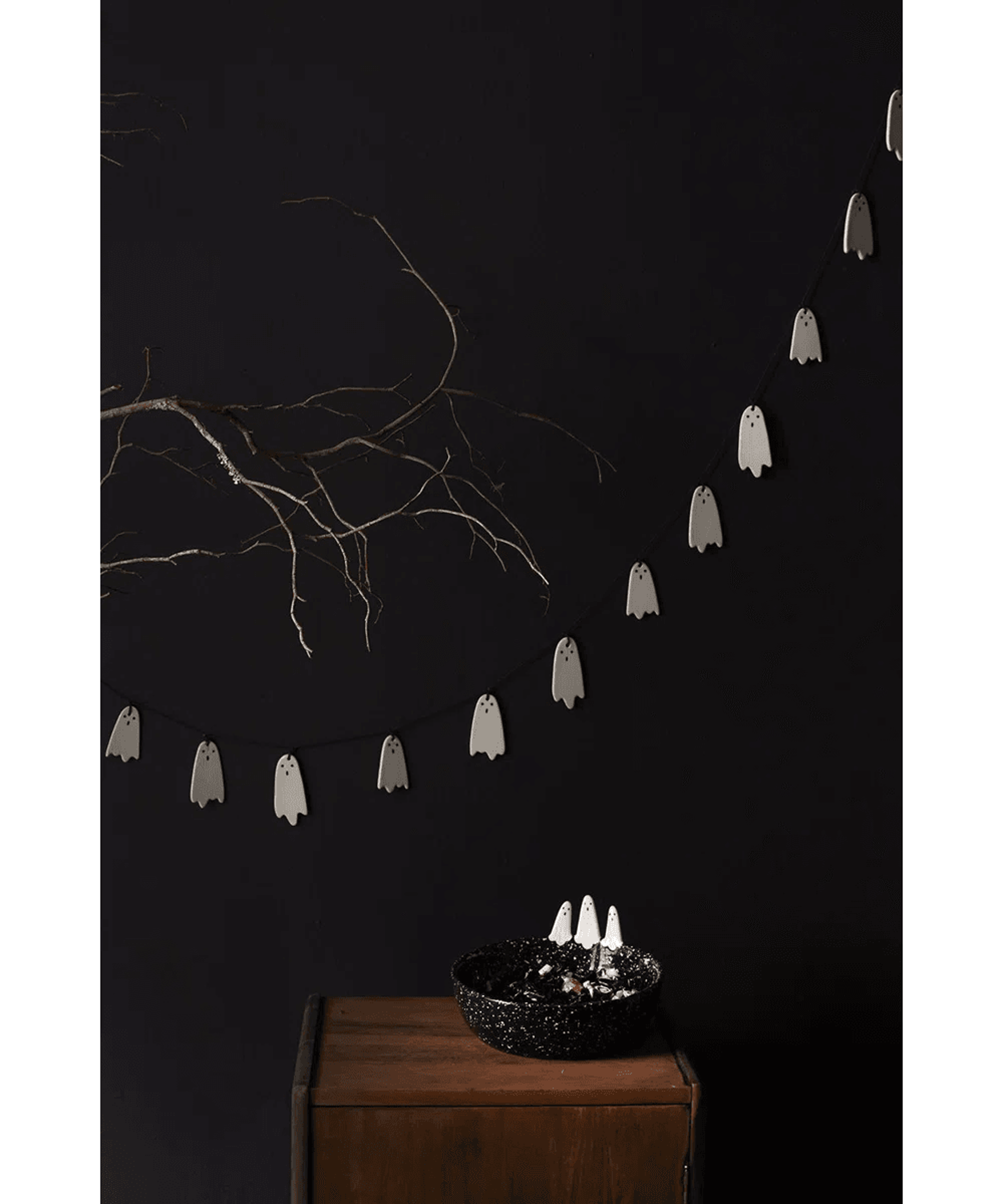 halloween ghost garland black and white ceramic hanging decoration