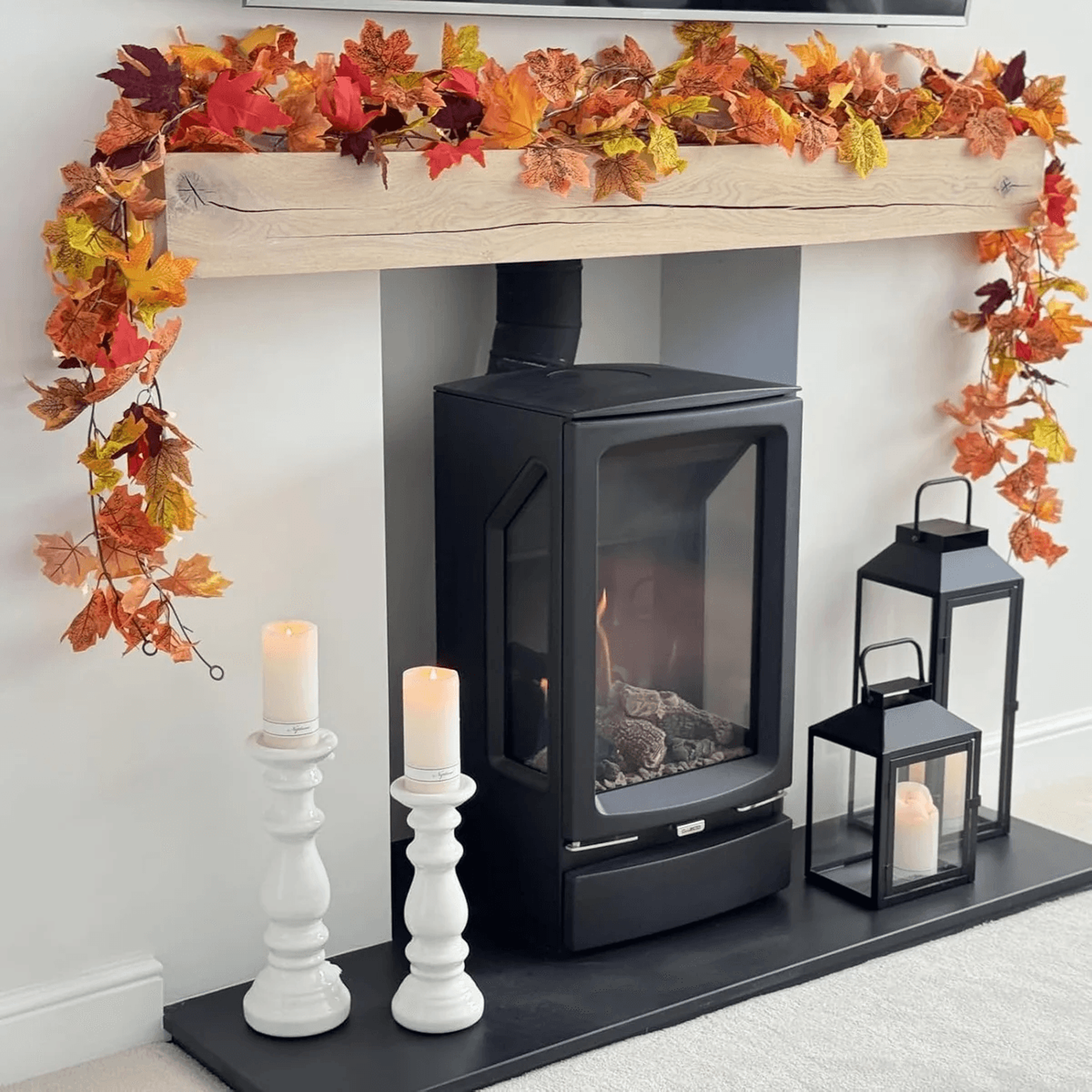 Artificial Maple Leaf Fall Garland 59 Ft Orange Autumn Decoration Set Of 2 7