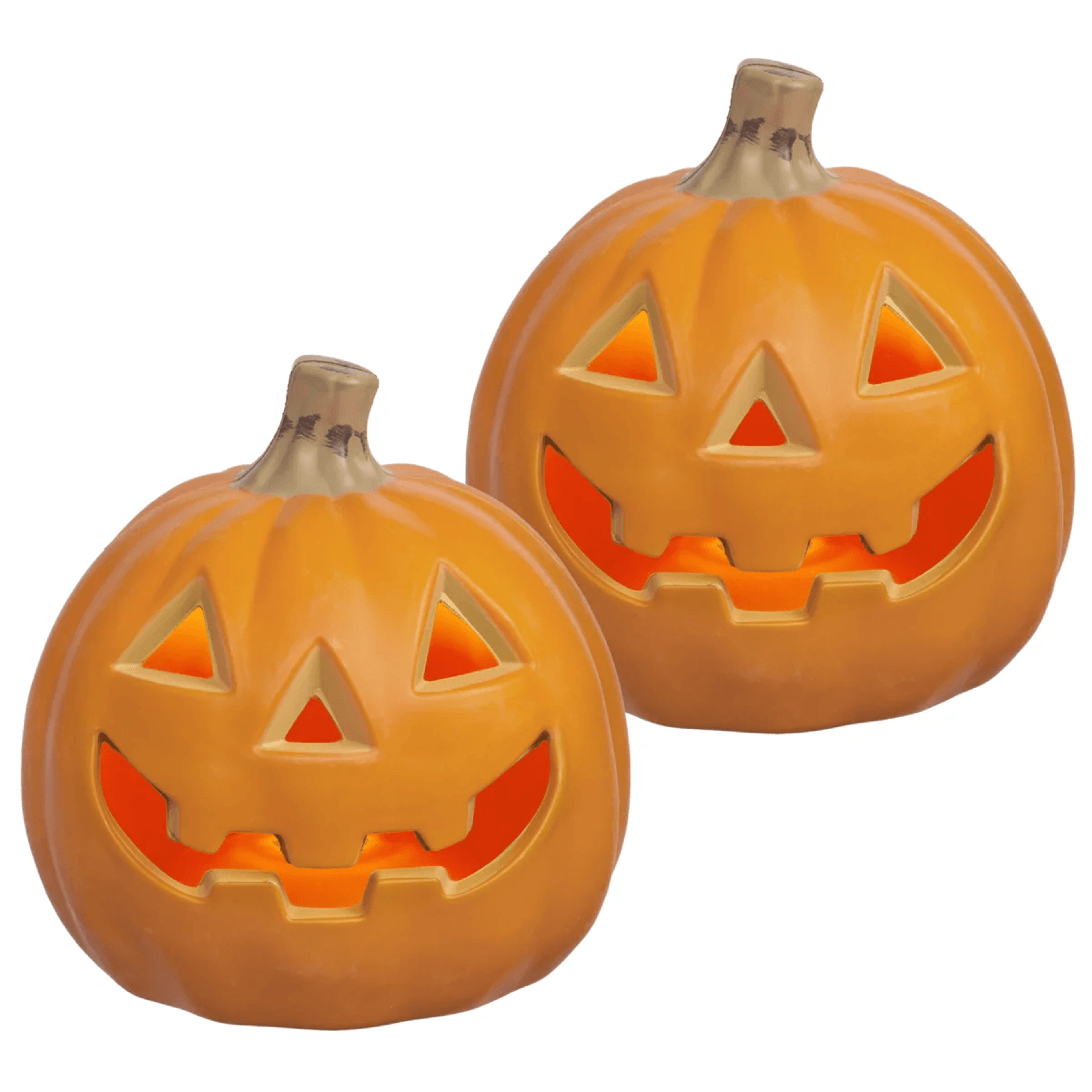led lighted jack o lantern pumpkins with 8-hour timer set of two