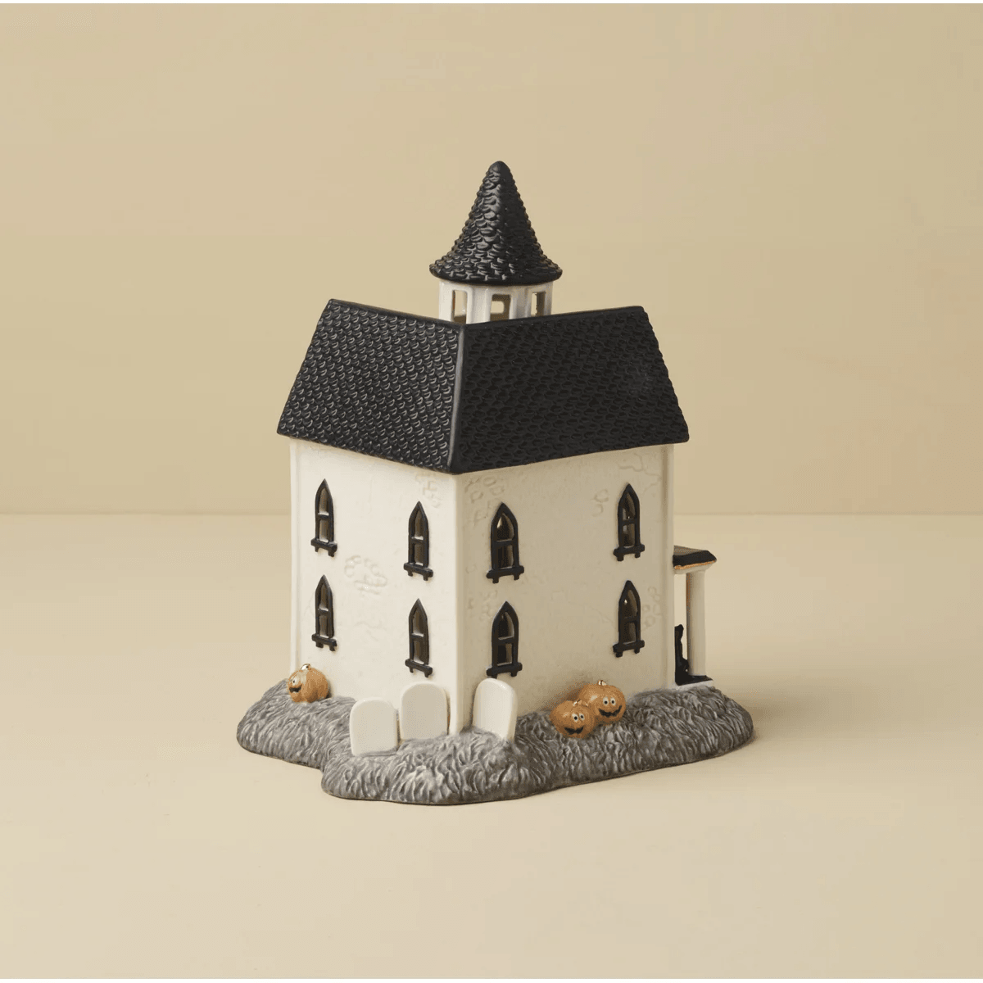 Vintage Halloween Lighted Porcelain Haunted Manor House Figurine 2