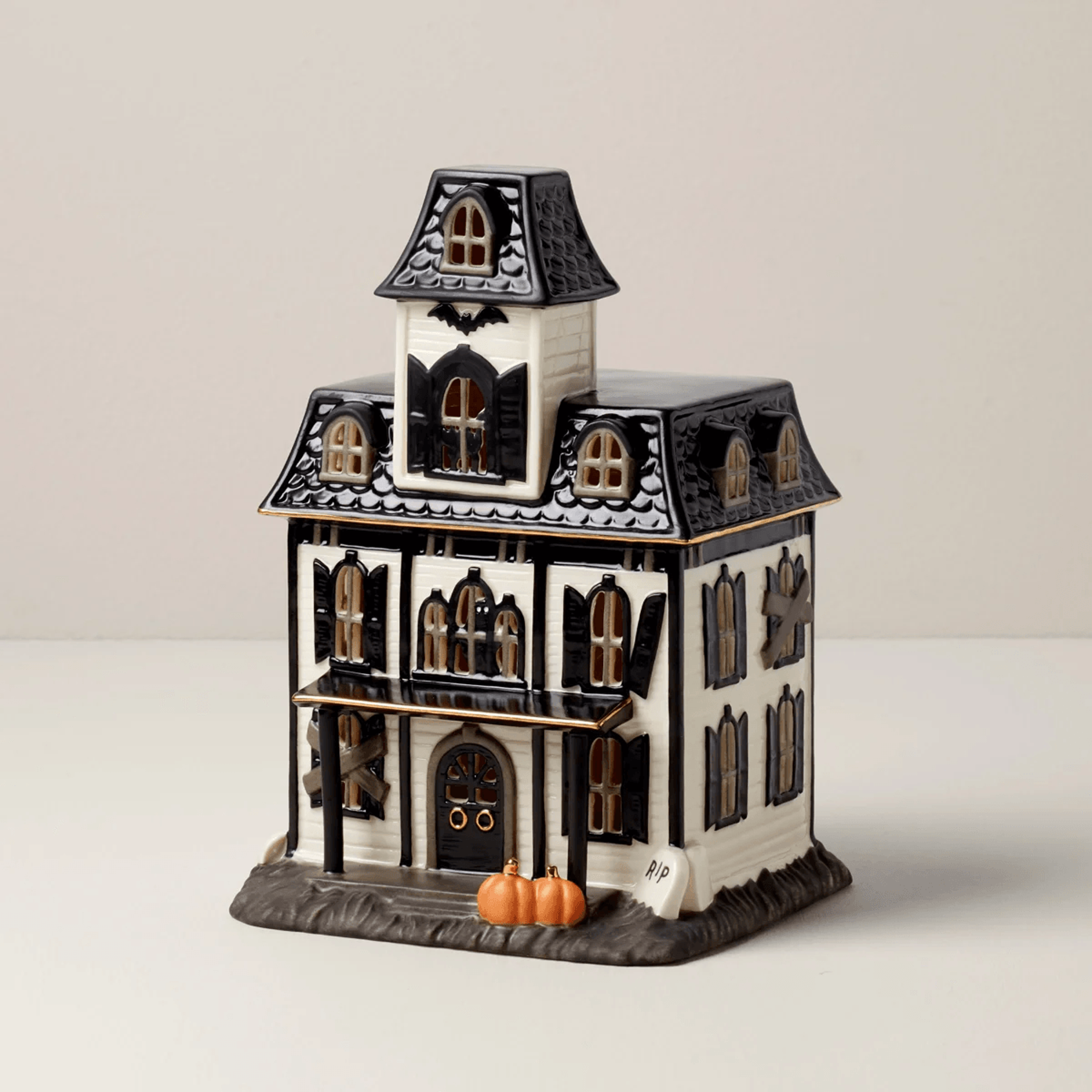 vintage halloween light up haunted house figurine battery powered porcelain decor