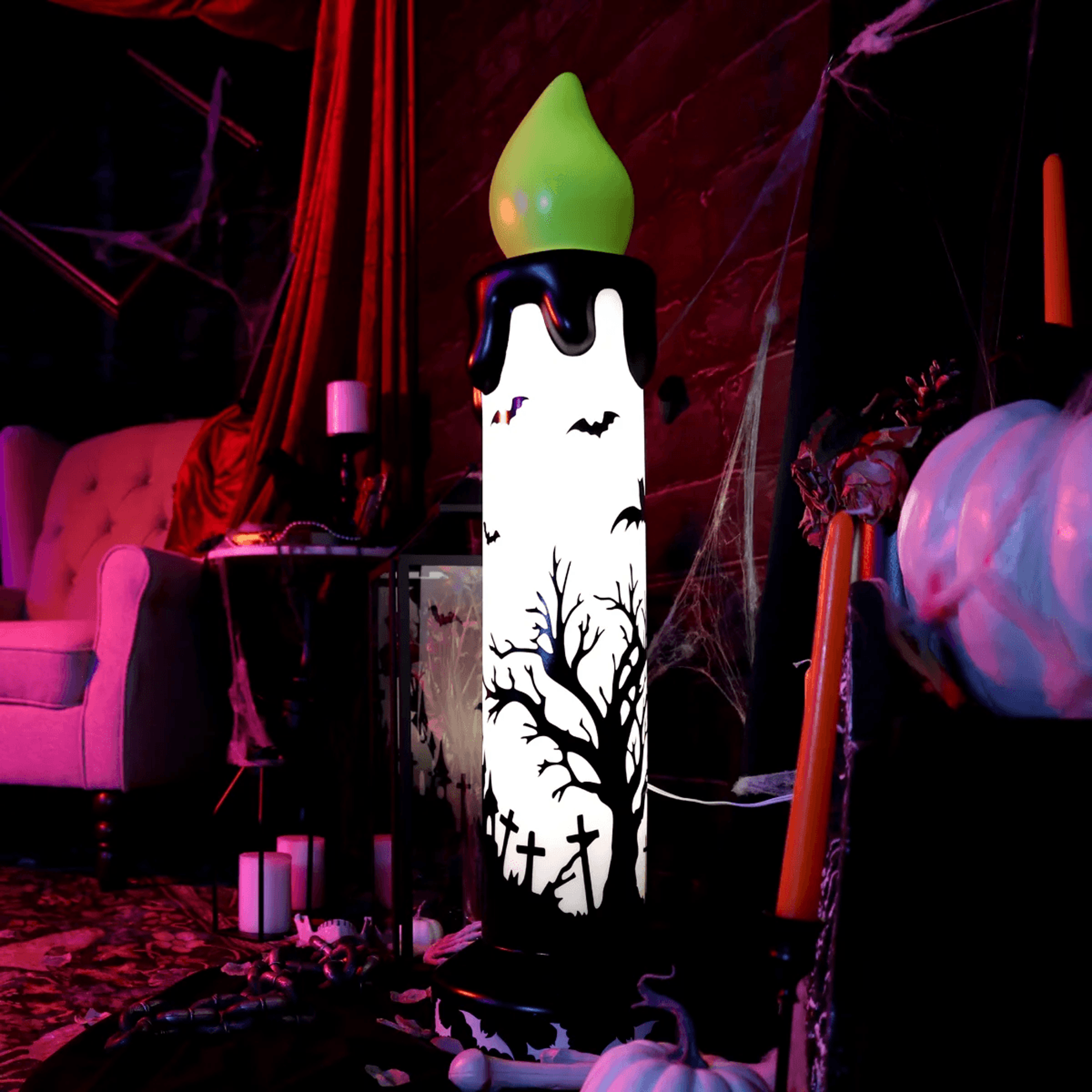 LED Flickering Halloween Candle With Dripping Wax Design 7