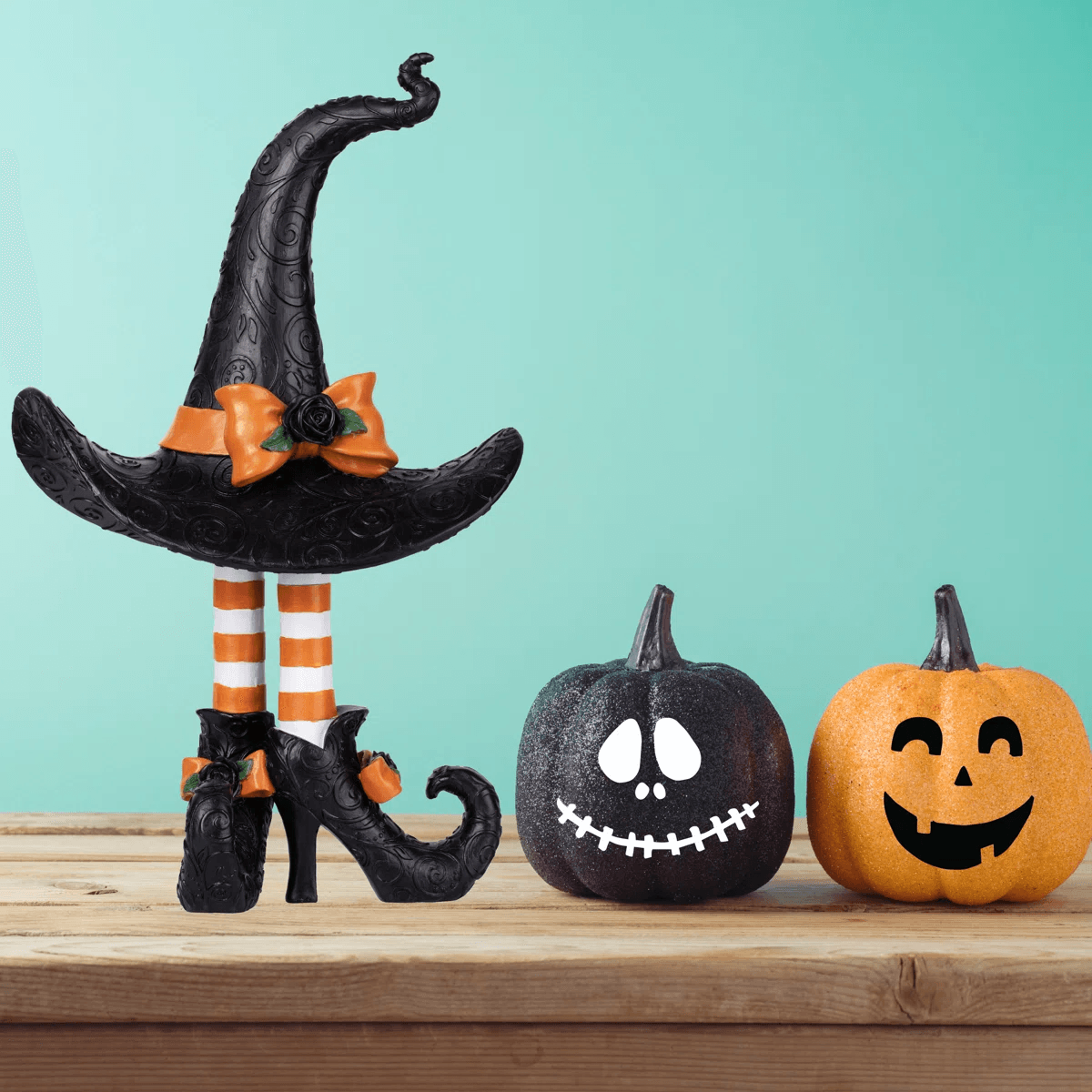 Halloween Witch Hat With Legs Figurine Resin Tabletop And Mantel Decoration 3