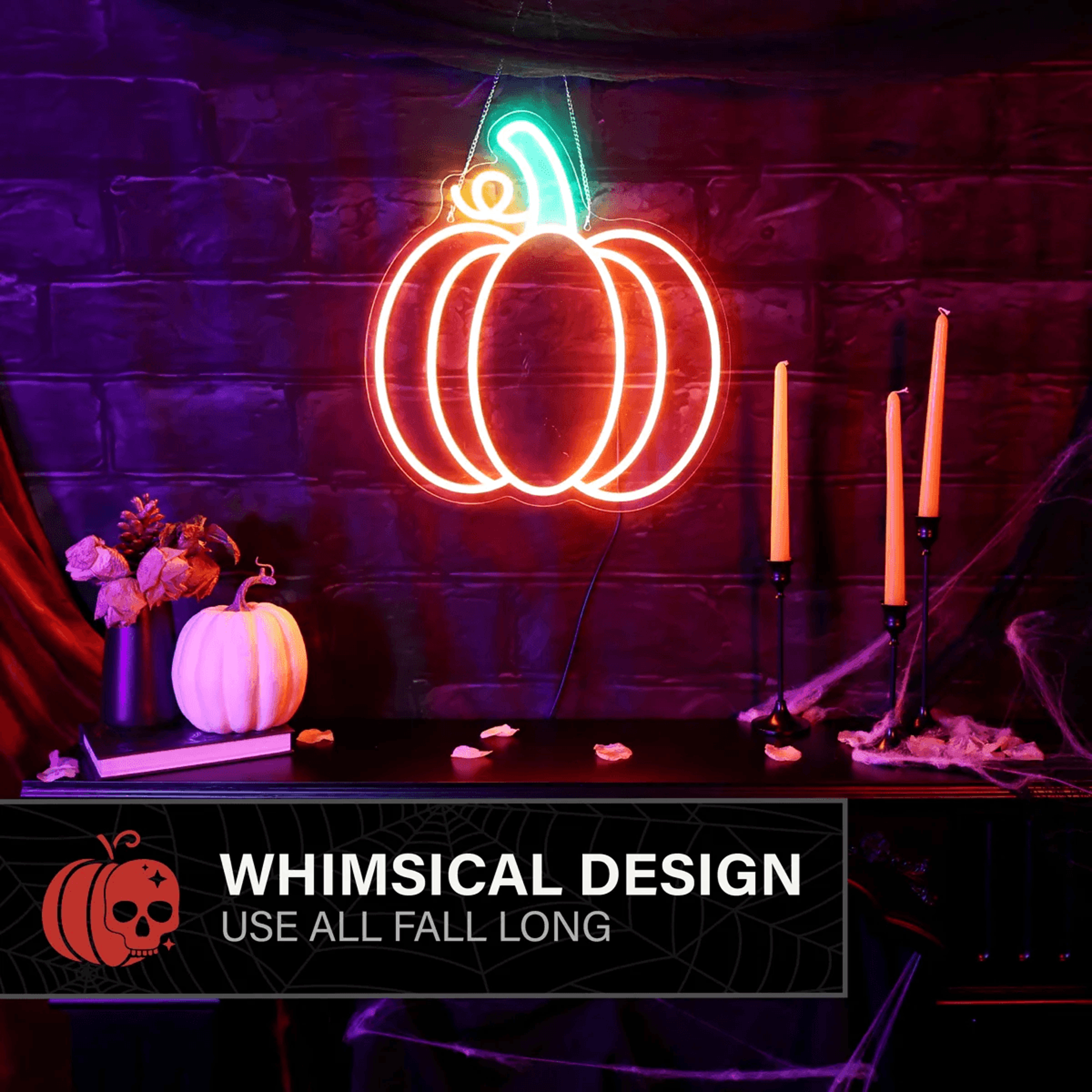 Neon LED Pumpkin Halloween Wall Decoration With Orange And Yellow Lights 10