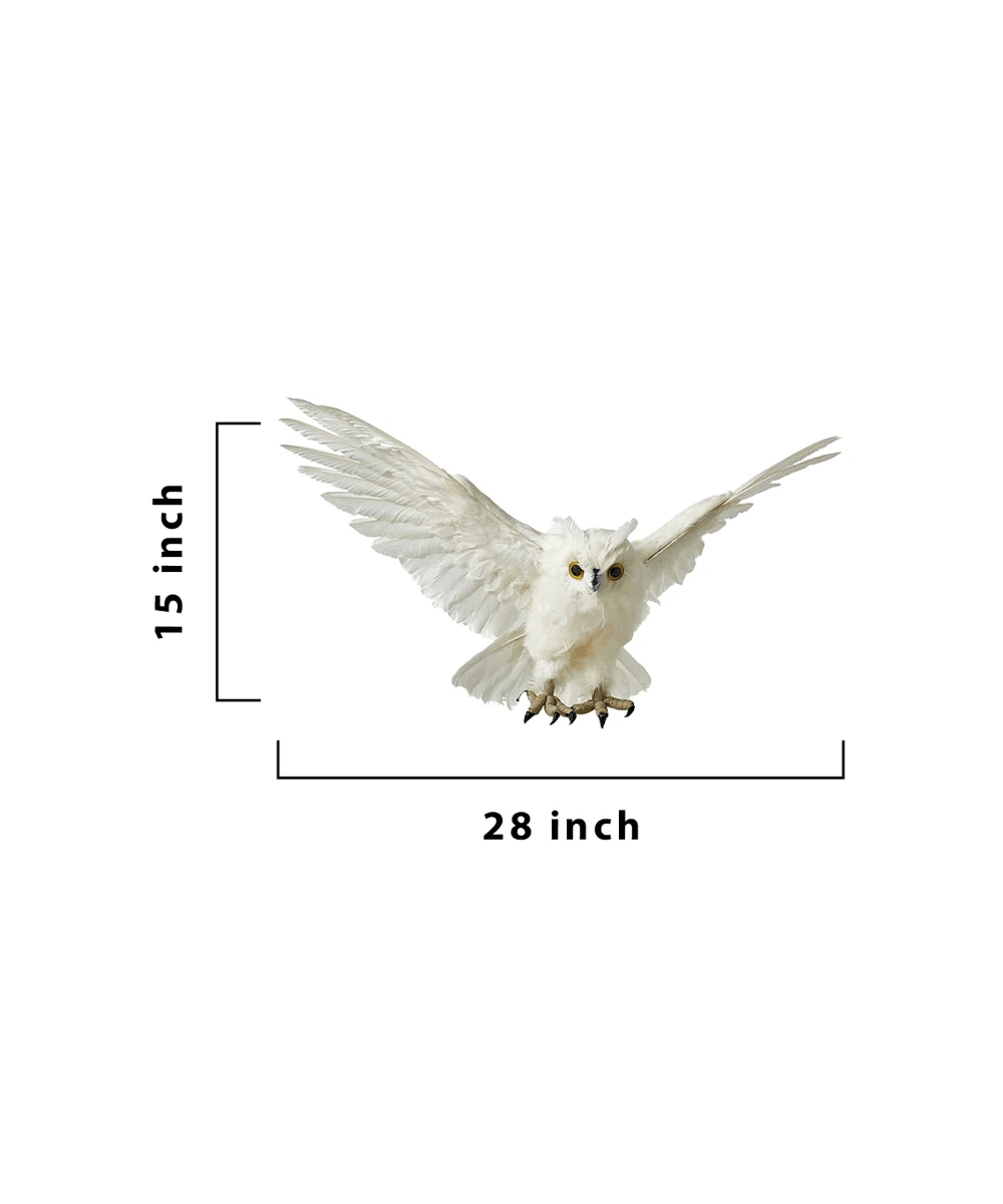 Realistic White Flying Owl Hanging Decoration With Feathers For Halloween And Christmas 3