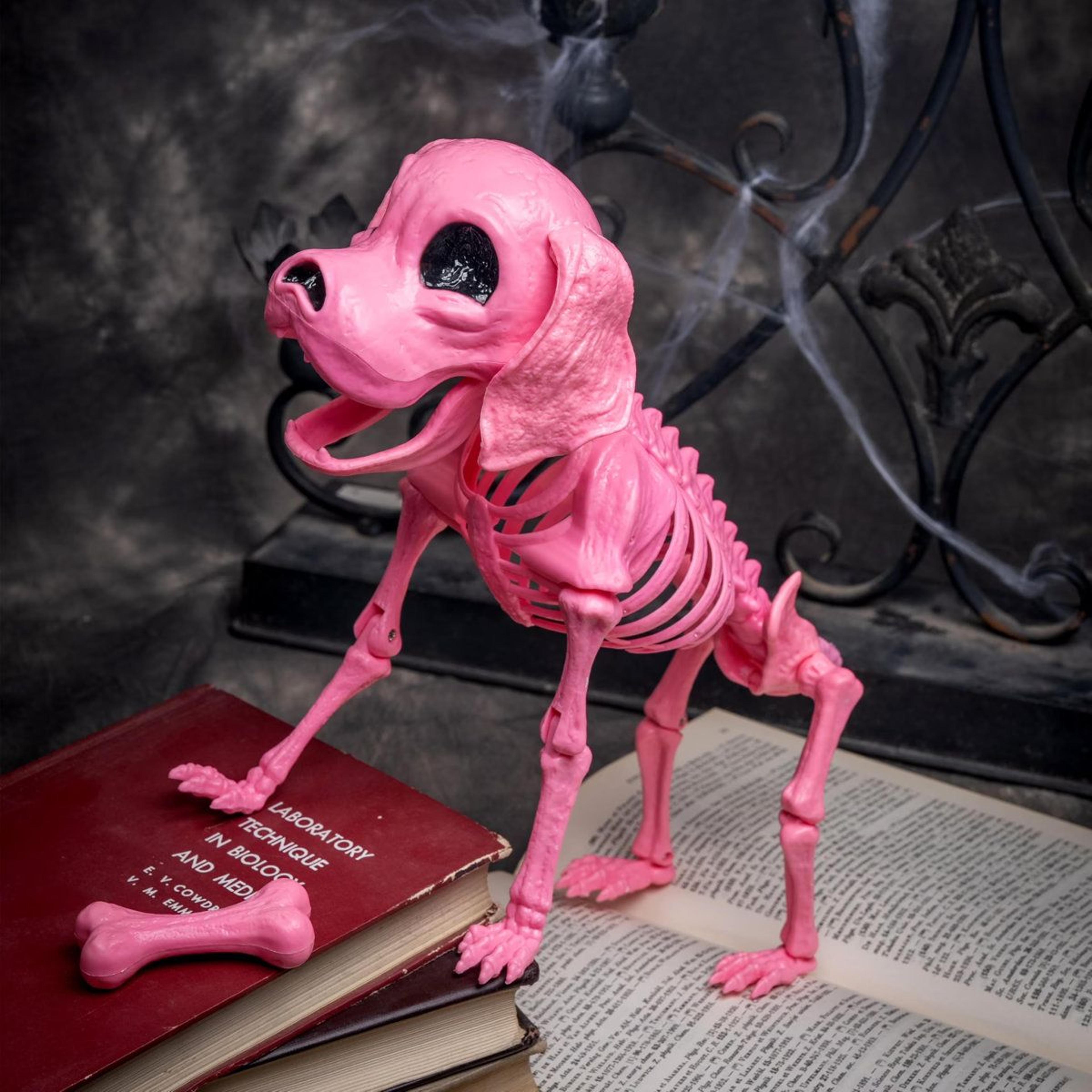 Posable Pink Dog Skeleton Halloween Decoration For Indoor And Outdoor Displays 8