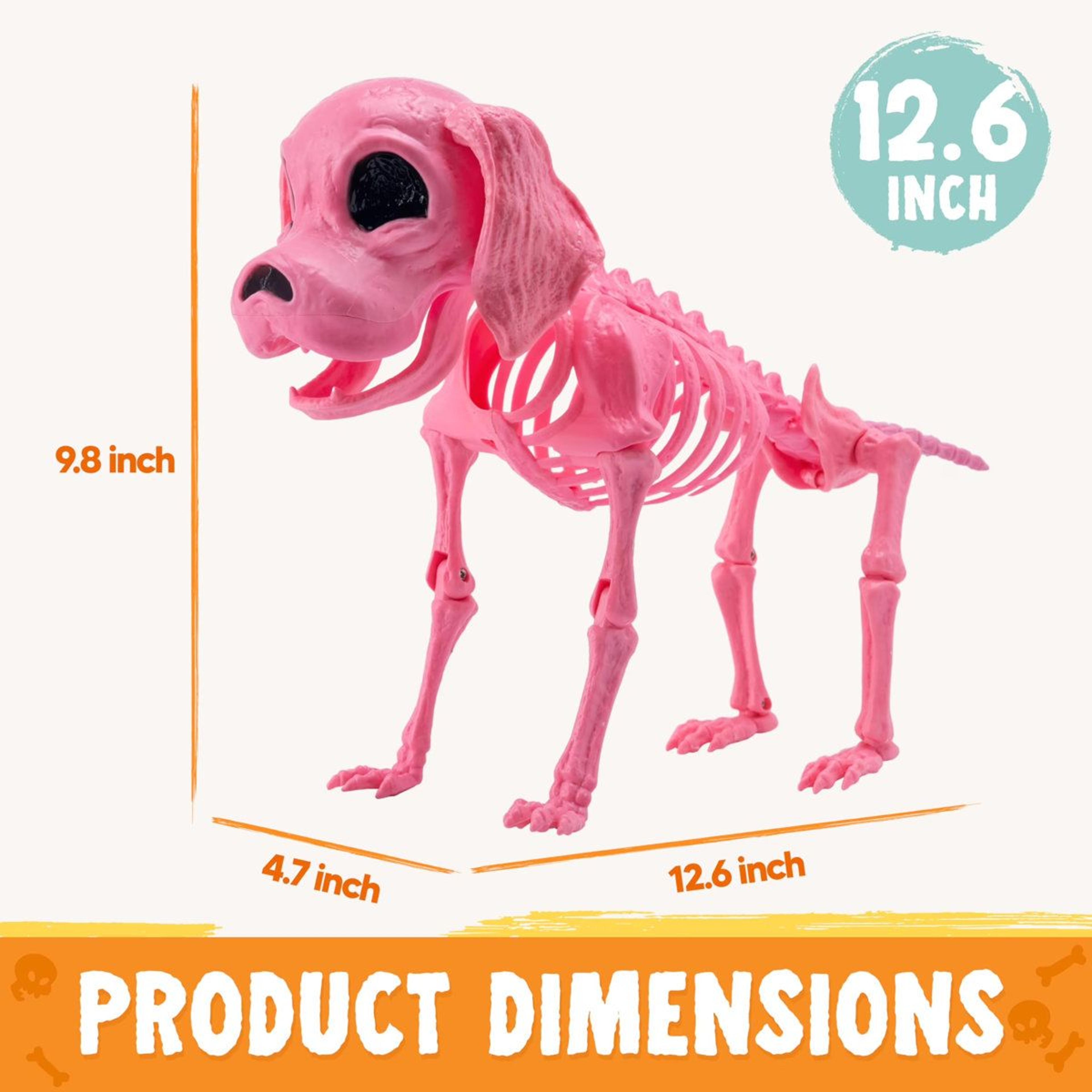 Posable Pink Dog Skeleton Halloween Decoration For Indoor And Outdoor Displays 3