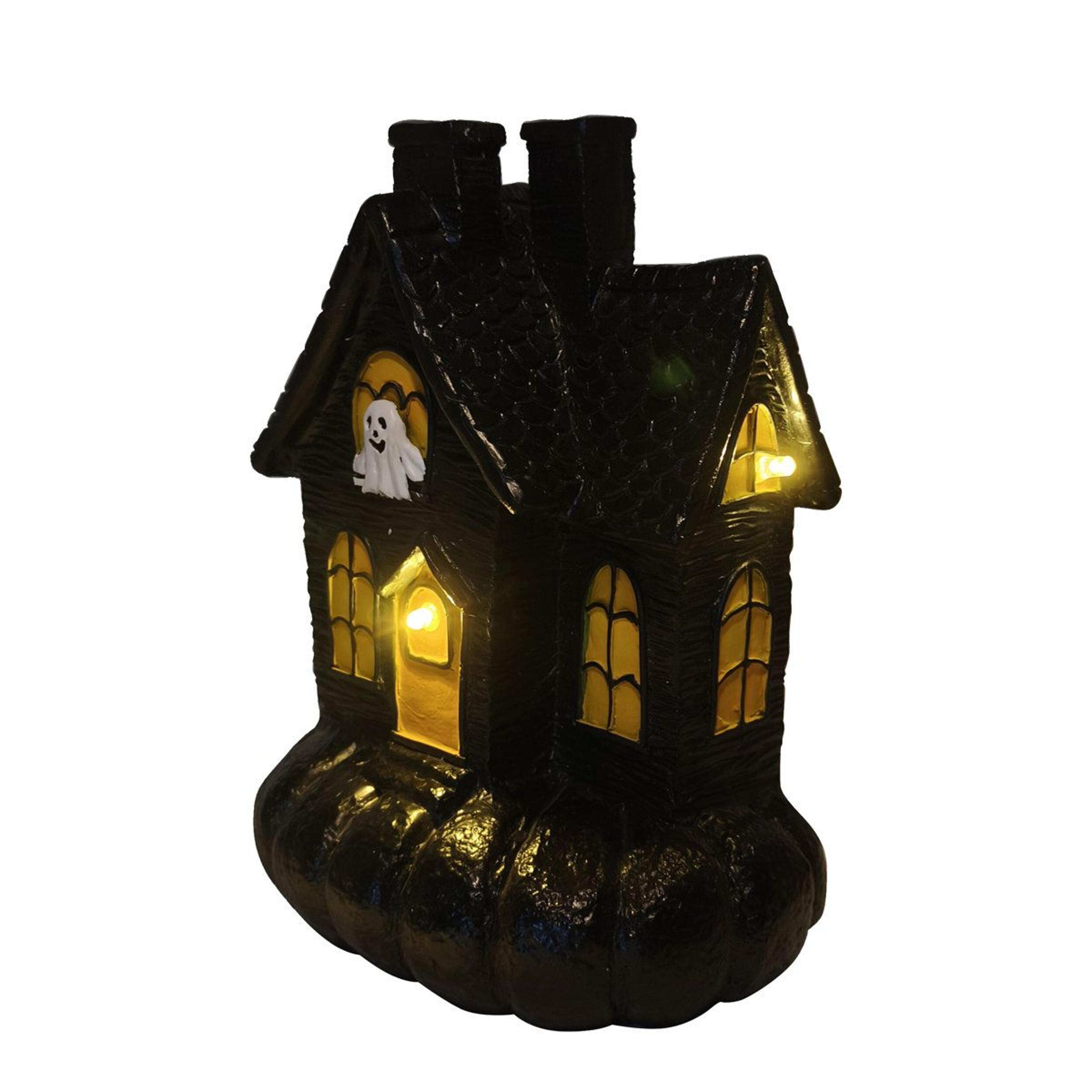Three Piece Lighted Haunted House Set With LED Lights For Halloween Decor 8
