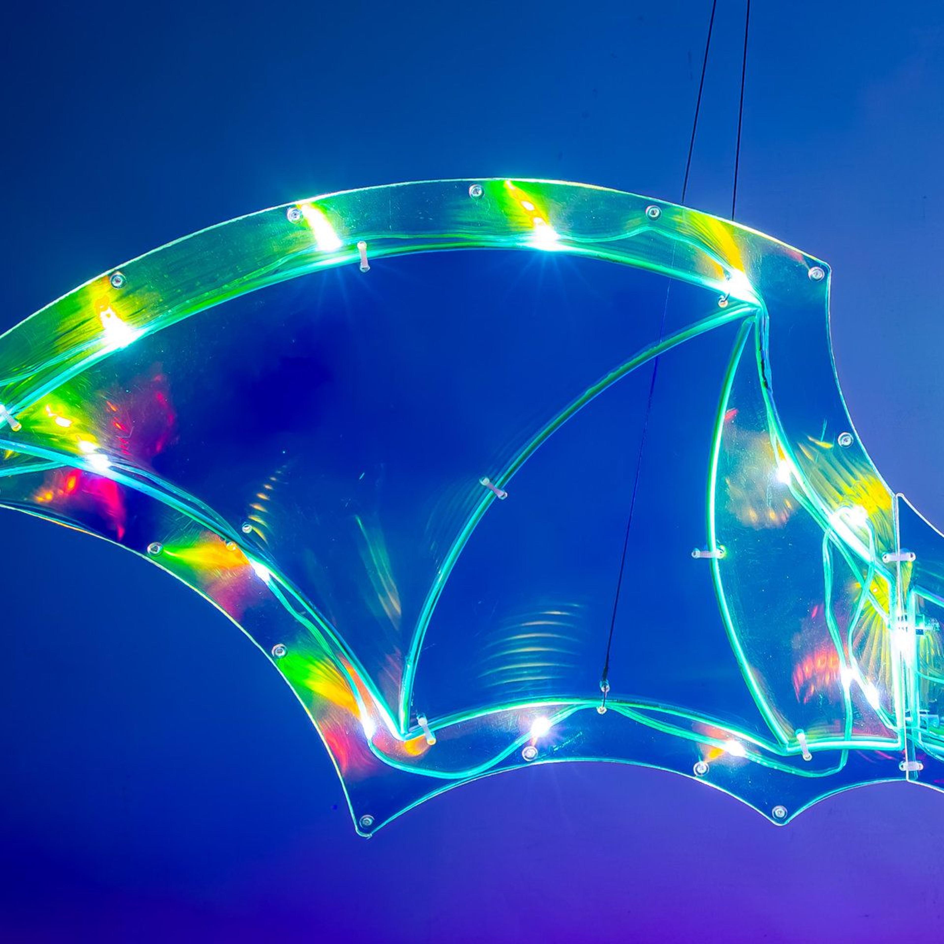 Hanging LED Halloween Bat Decoration With Iridescent Multicolor Glow 6