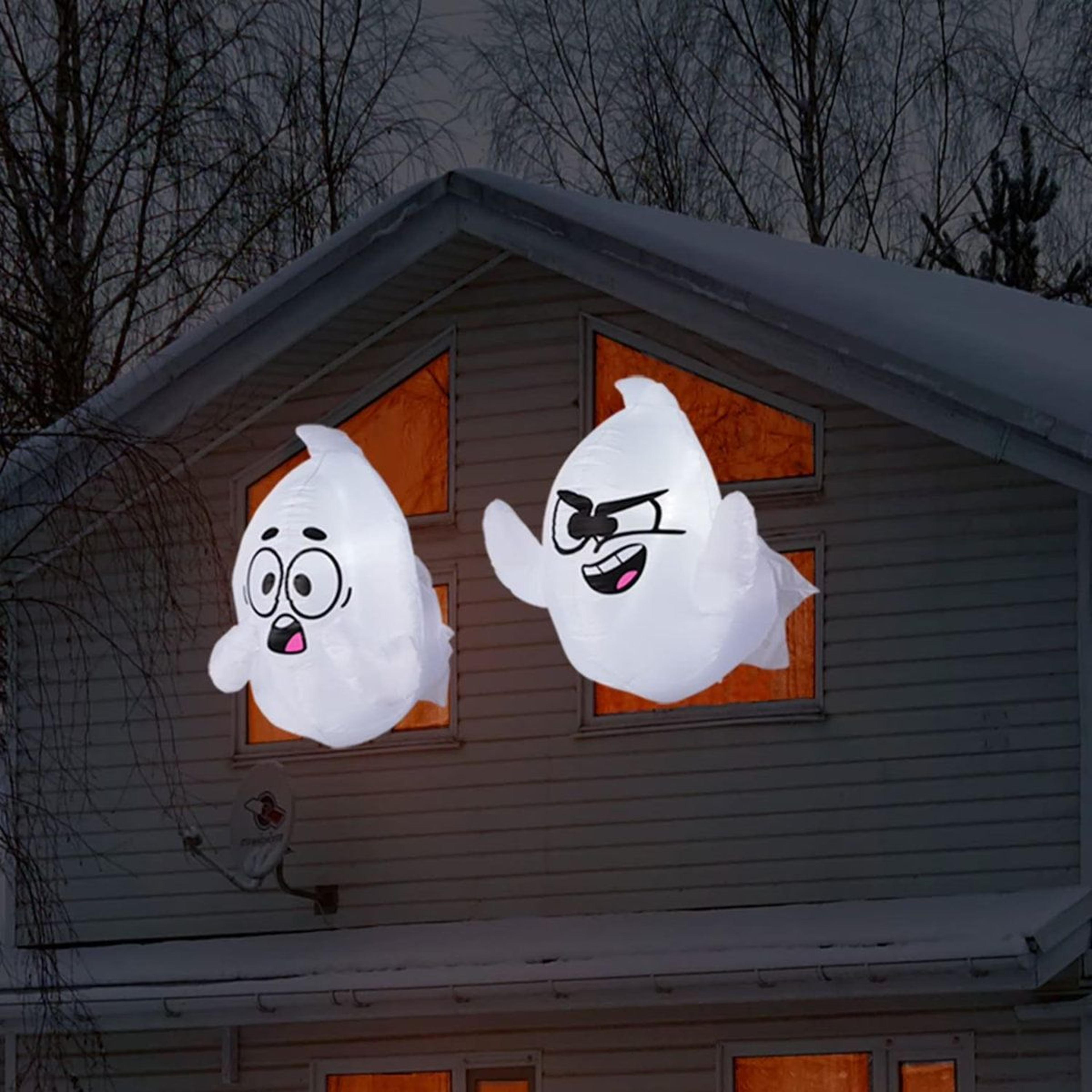 2 Pack Halloween Inflatable Window Ghost Decorations With LED Lights 8