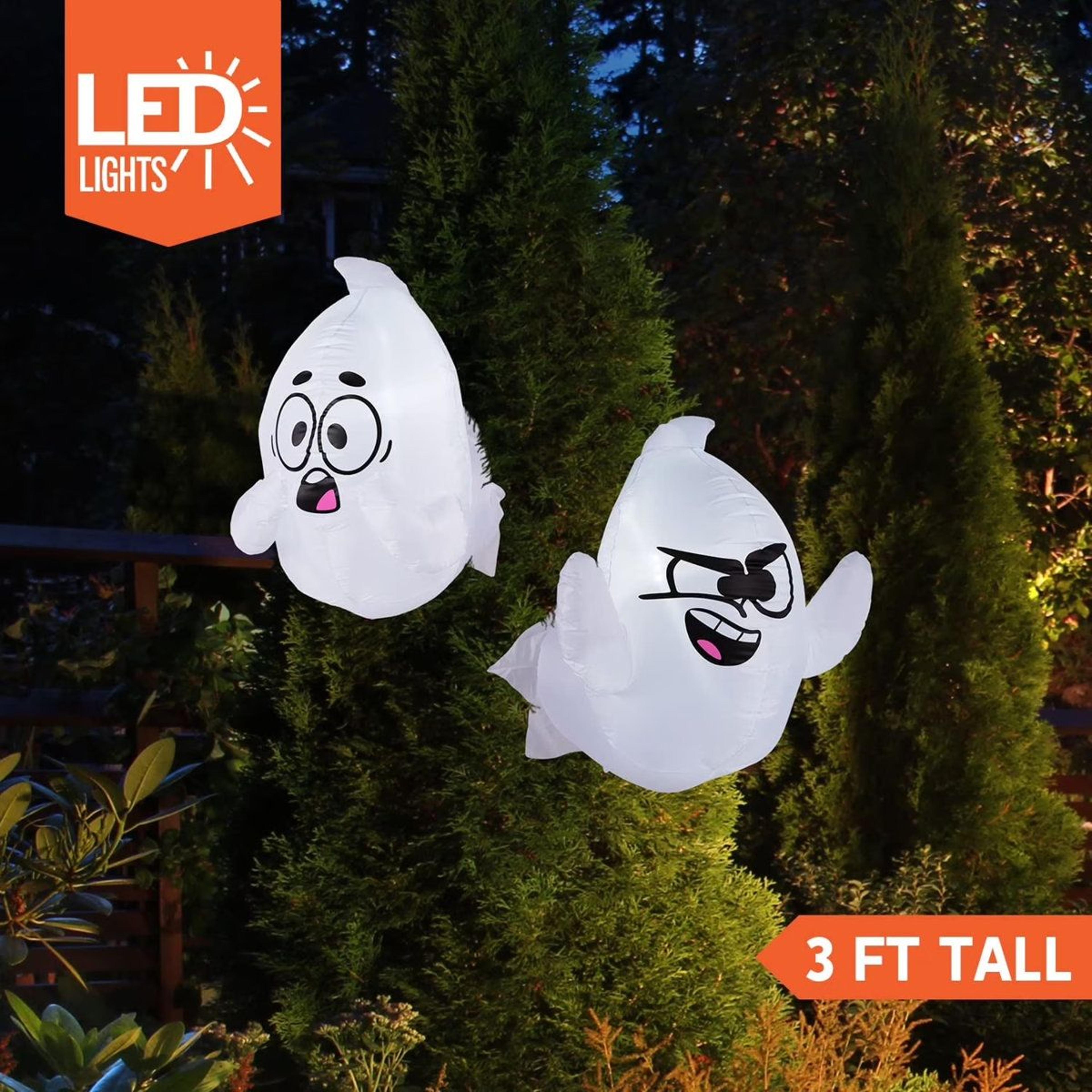 2 Pack Halloween Inflatable Window Ghost Decorations With LED Lights 4
