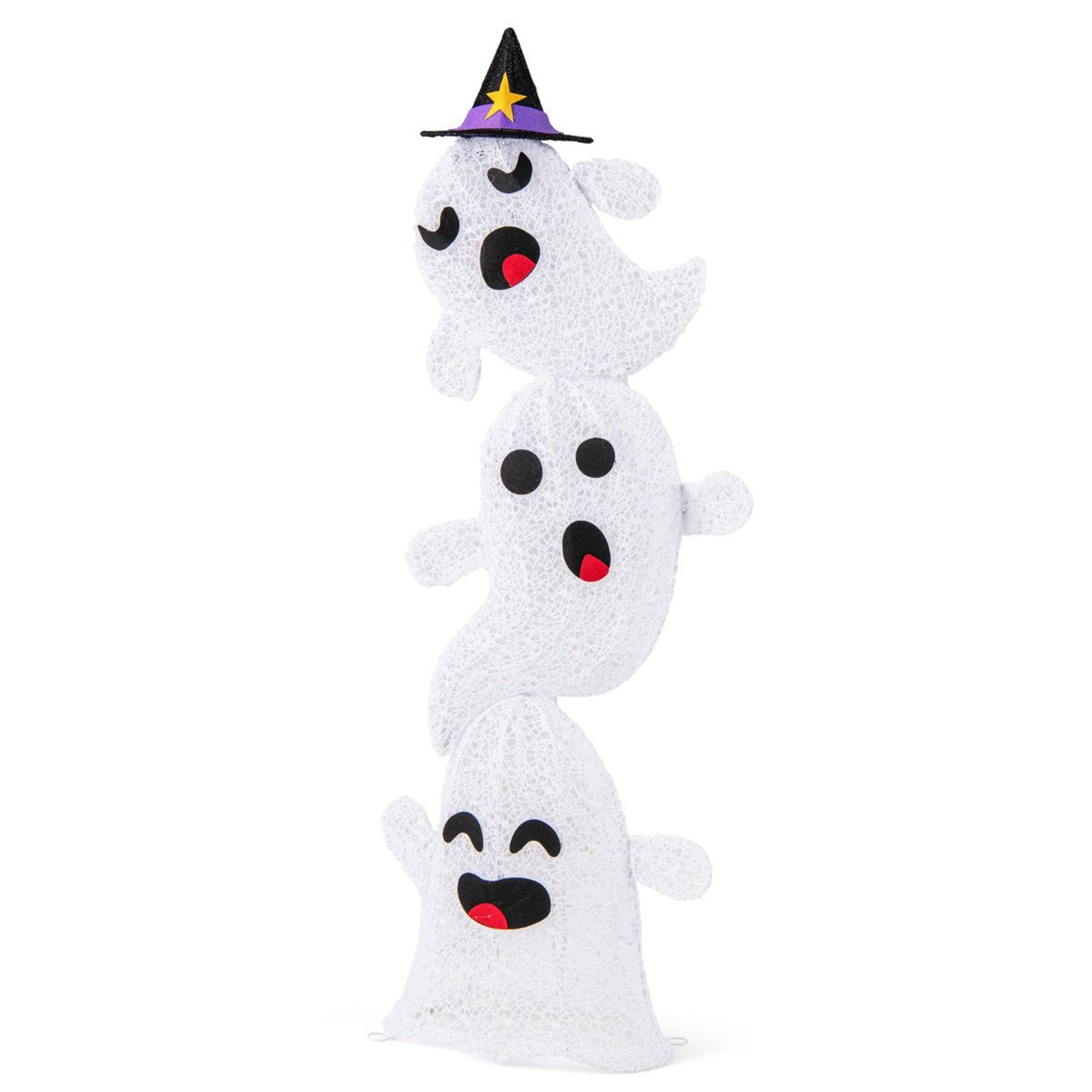 Outdoor Halloween Stacked Ghost Decoration With LED Lights 4