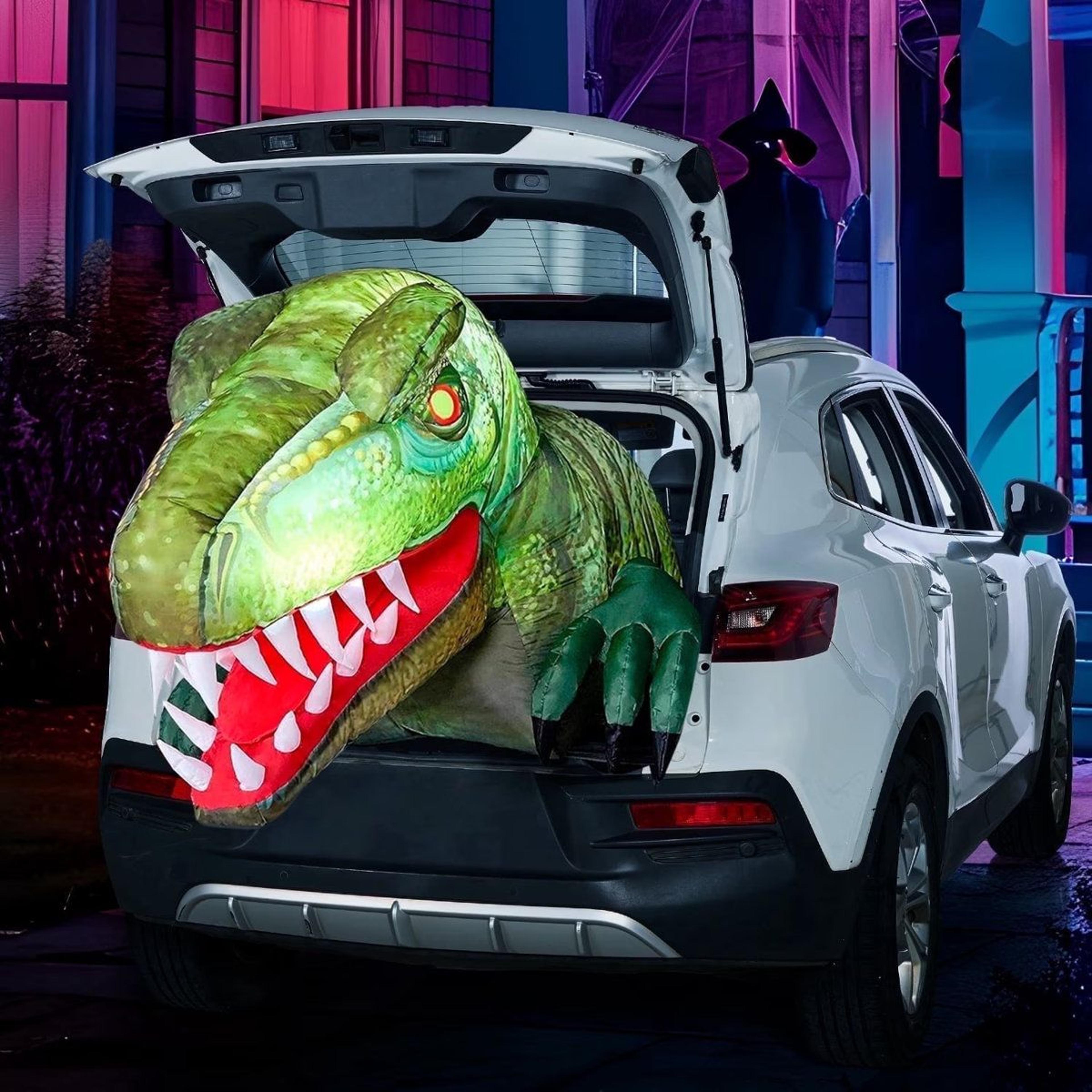 animated halloween inflatable dinosaur with led lights for trunk or treat