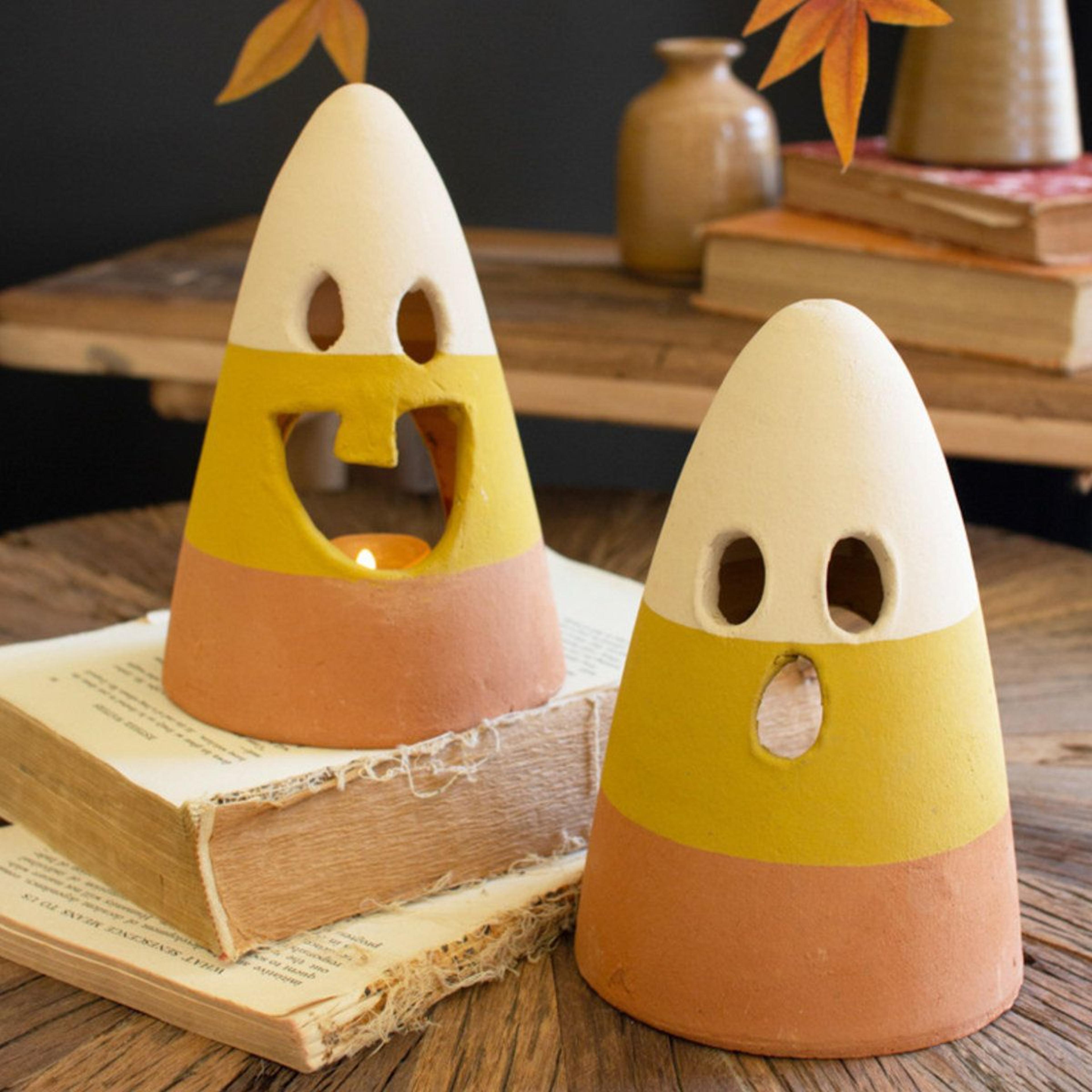 candy corn lanterns set of 2 handmade fall and halloween decor