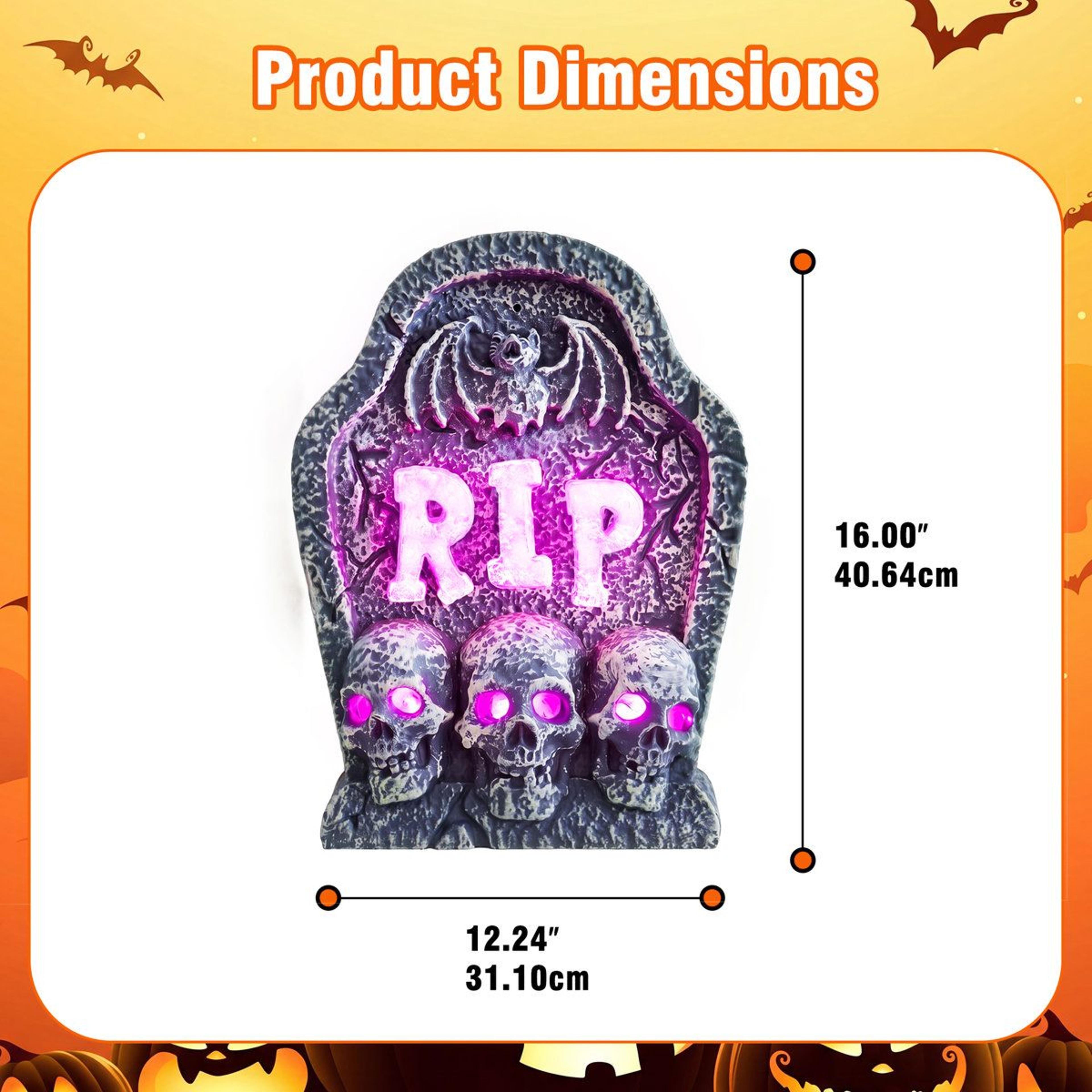Halloween RIP Tombstone Decoration With Purple LED Light For Indoor Display 5