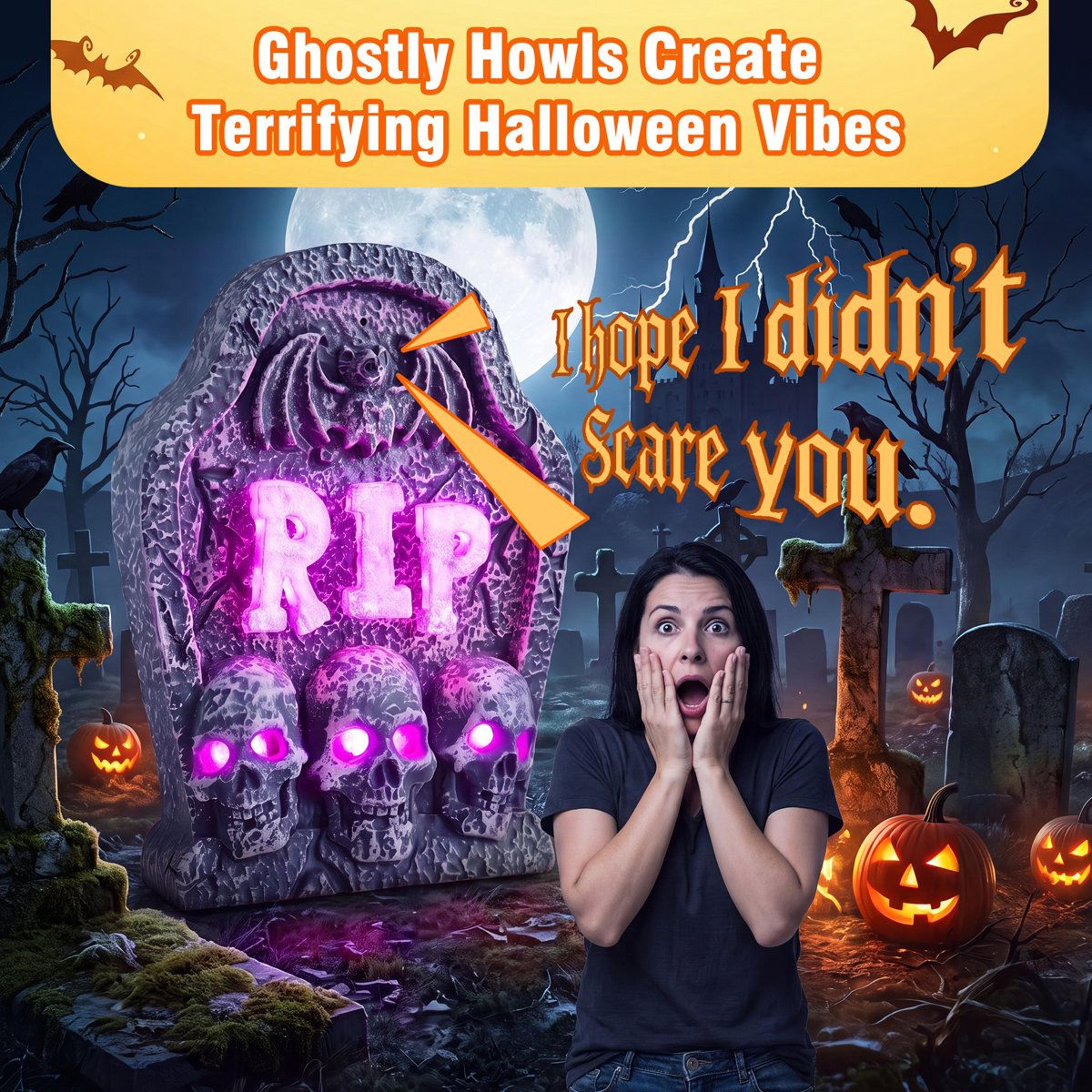 Halloween RIP Tombstone Decoration With Purple LED Light For Indoor Display 6