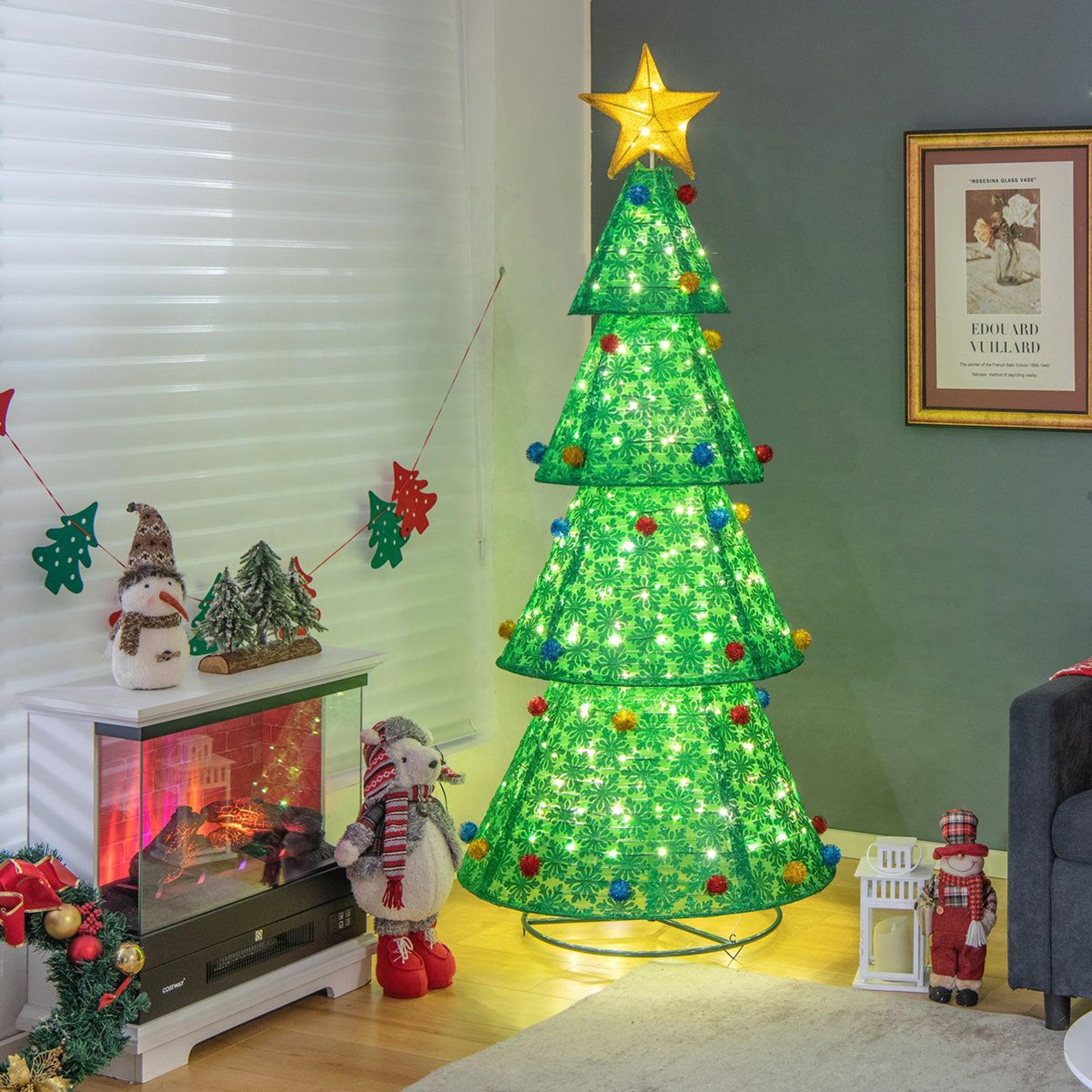 pop up christmas tree with 200 warm white led lights for indoor and outdoor decor