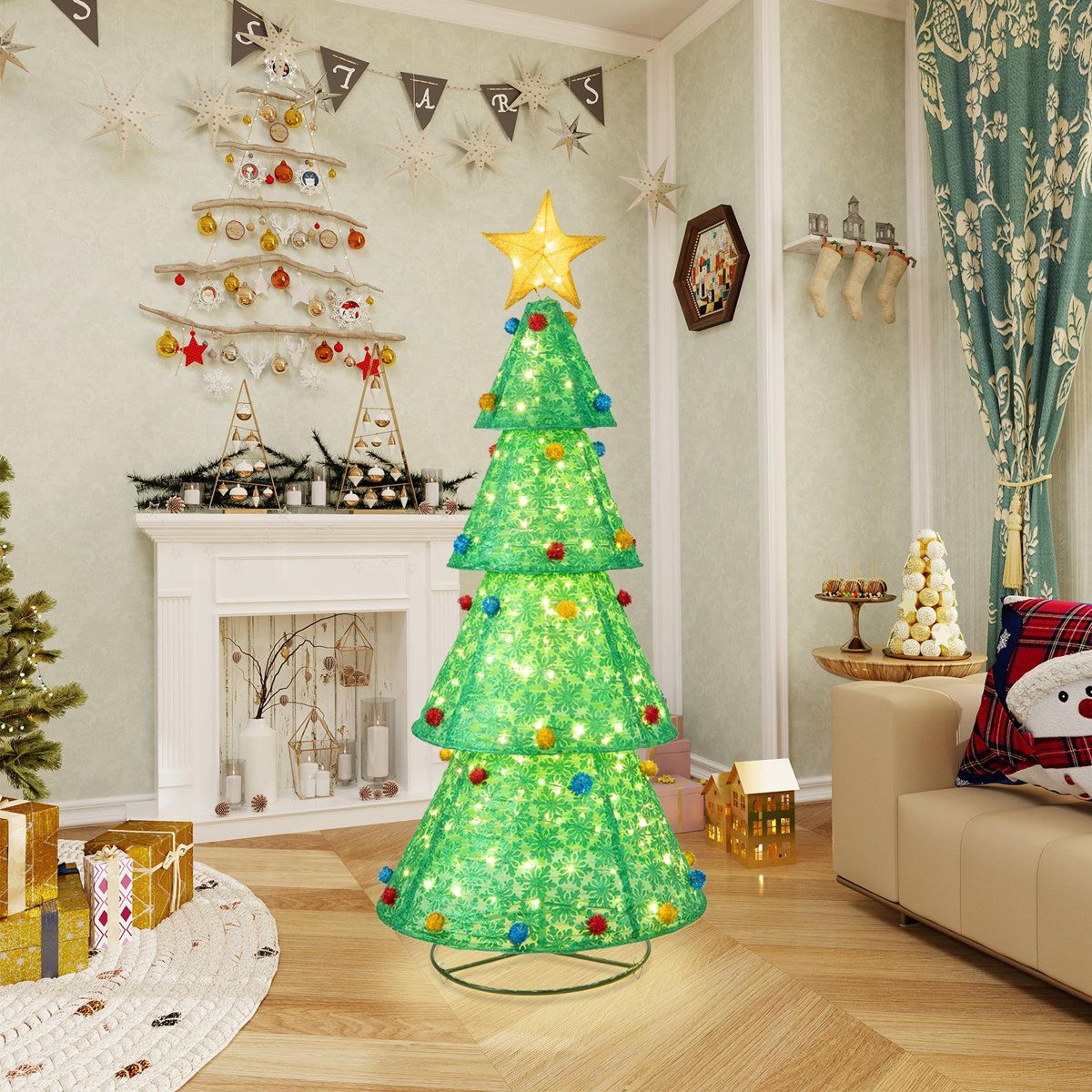 Pop Up Christmas Tree With 200 Warm White LED Lights For Indoor And Outdoor Decor 3