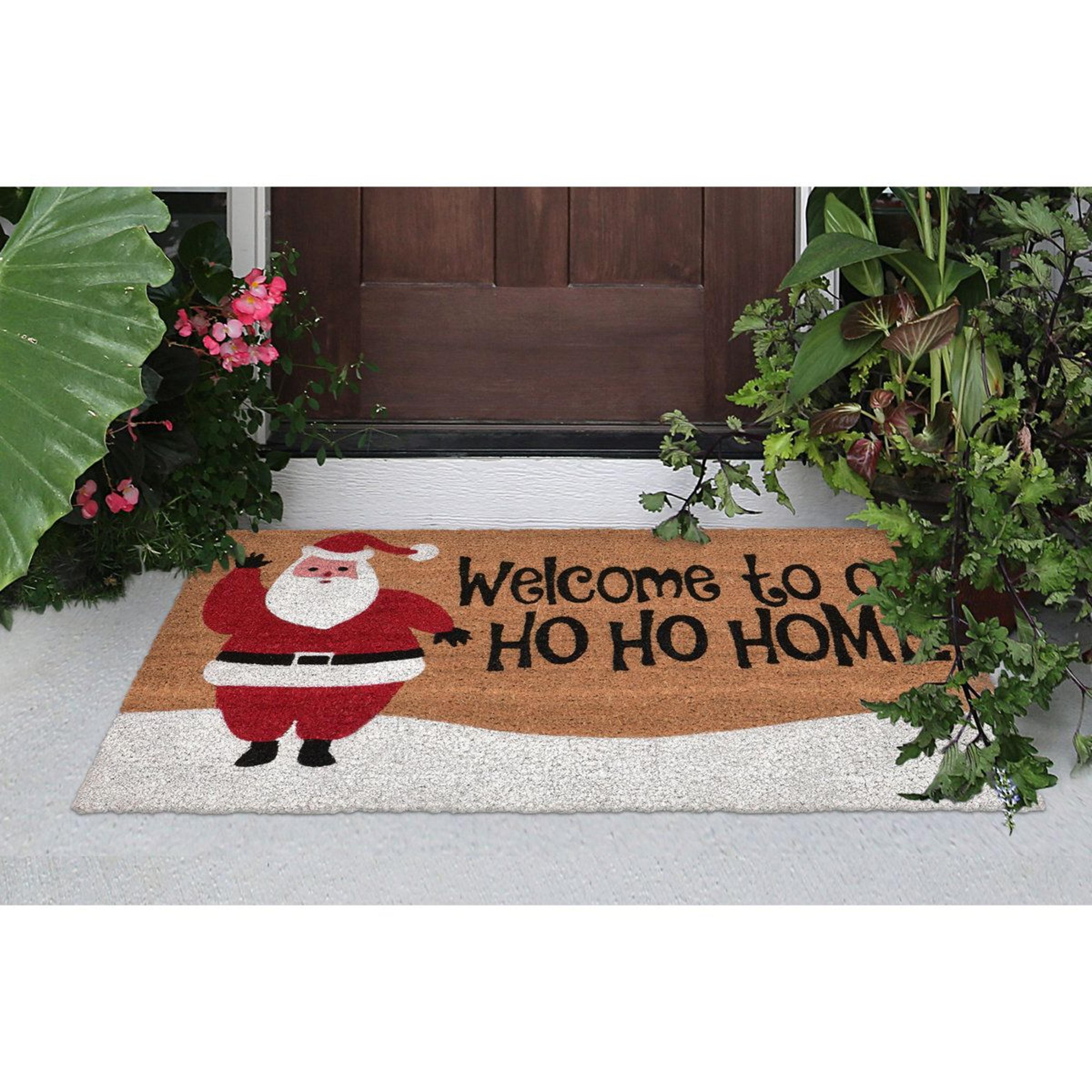 christmas coir doormat with non slip rubber backing