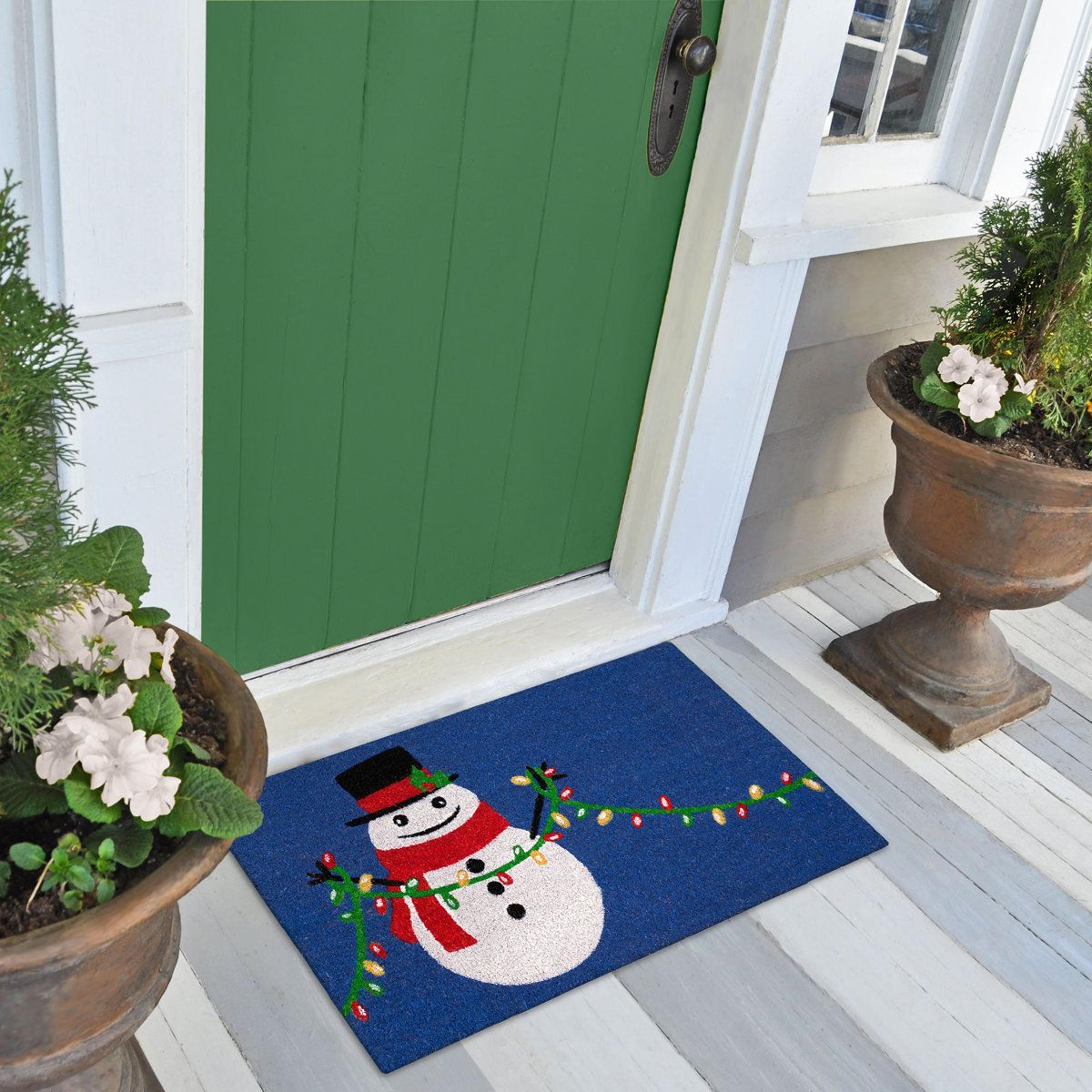 Non Slip Christmas Doormat With Snowman Design And Coir Fibers 2