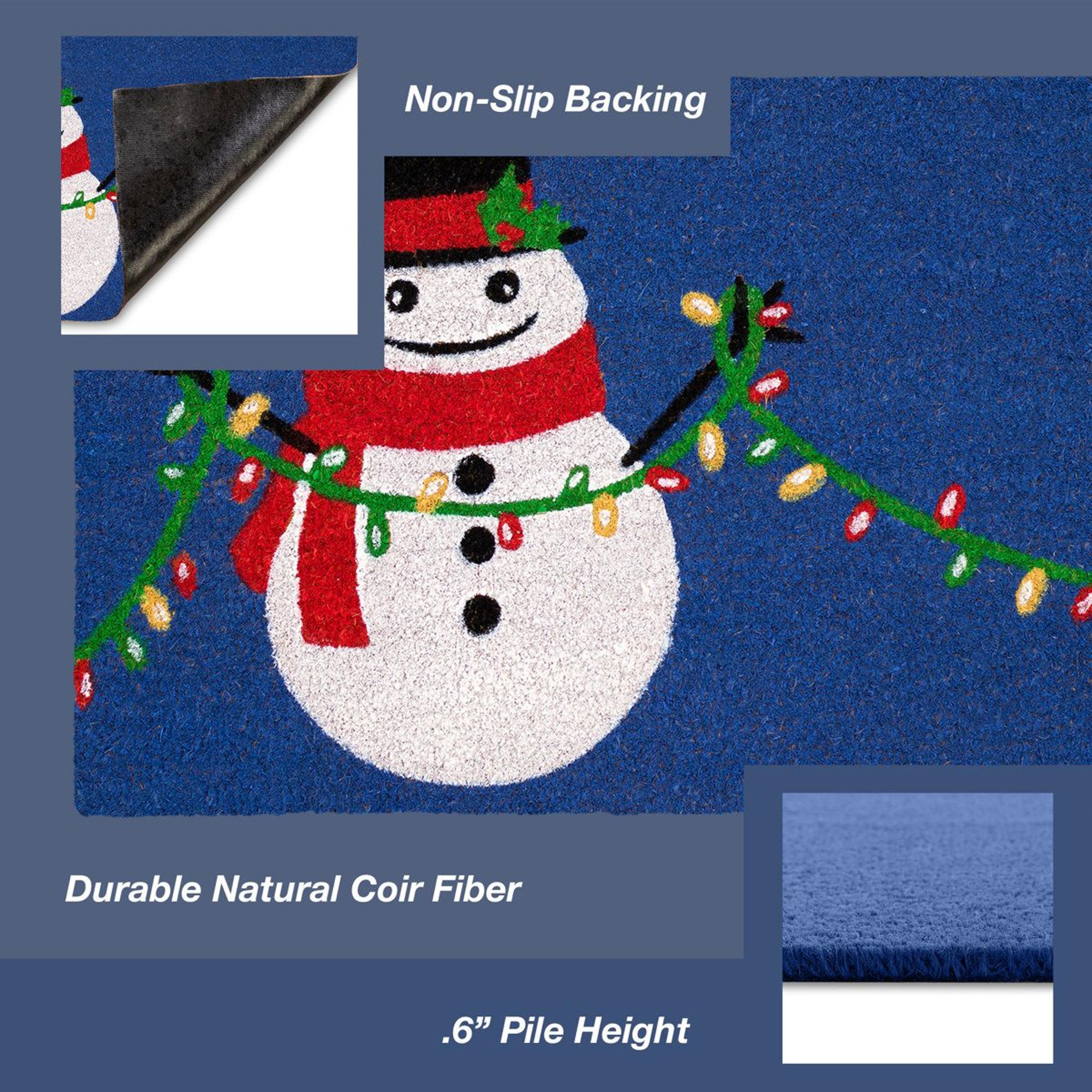 Non Slip Christmas Doormat With Snowman Design And Coir Fibers 5
