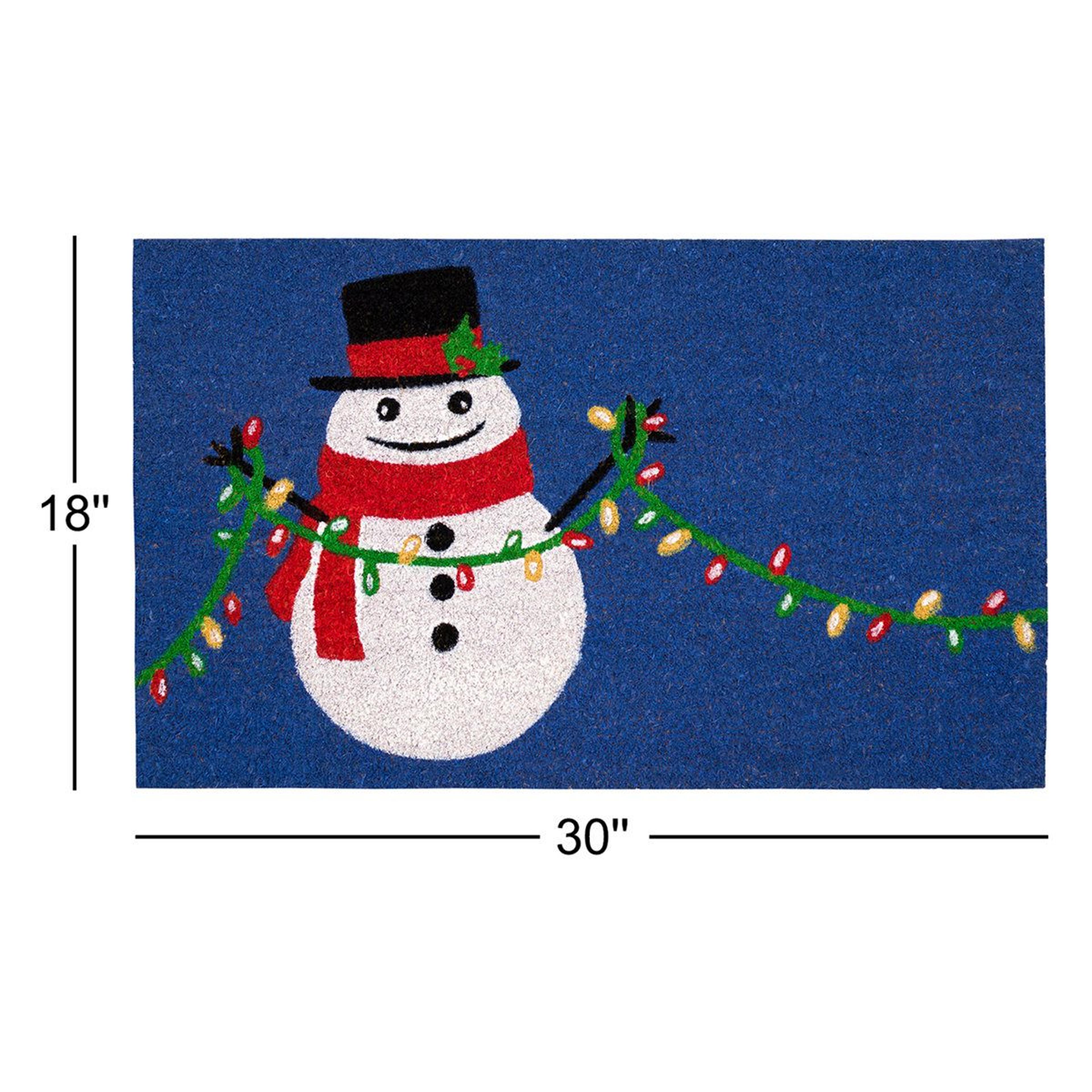 Non Slip Christmas Doormat With Snowman Design And Coir Fibers 8