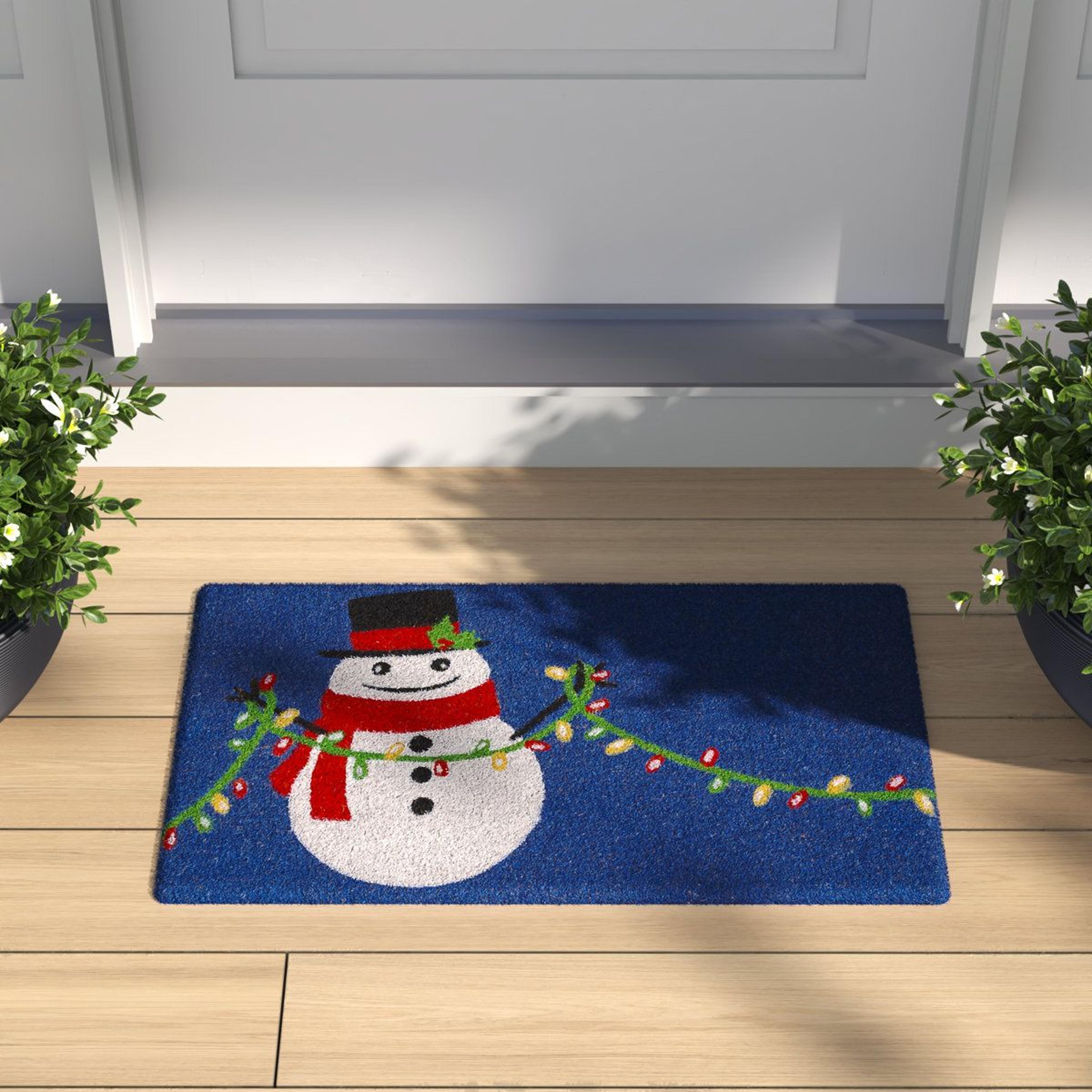 Non Slip Christmas Doormat With Snowman Design And Coir Fibers 10