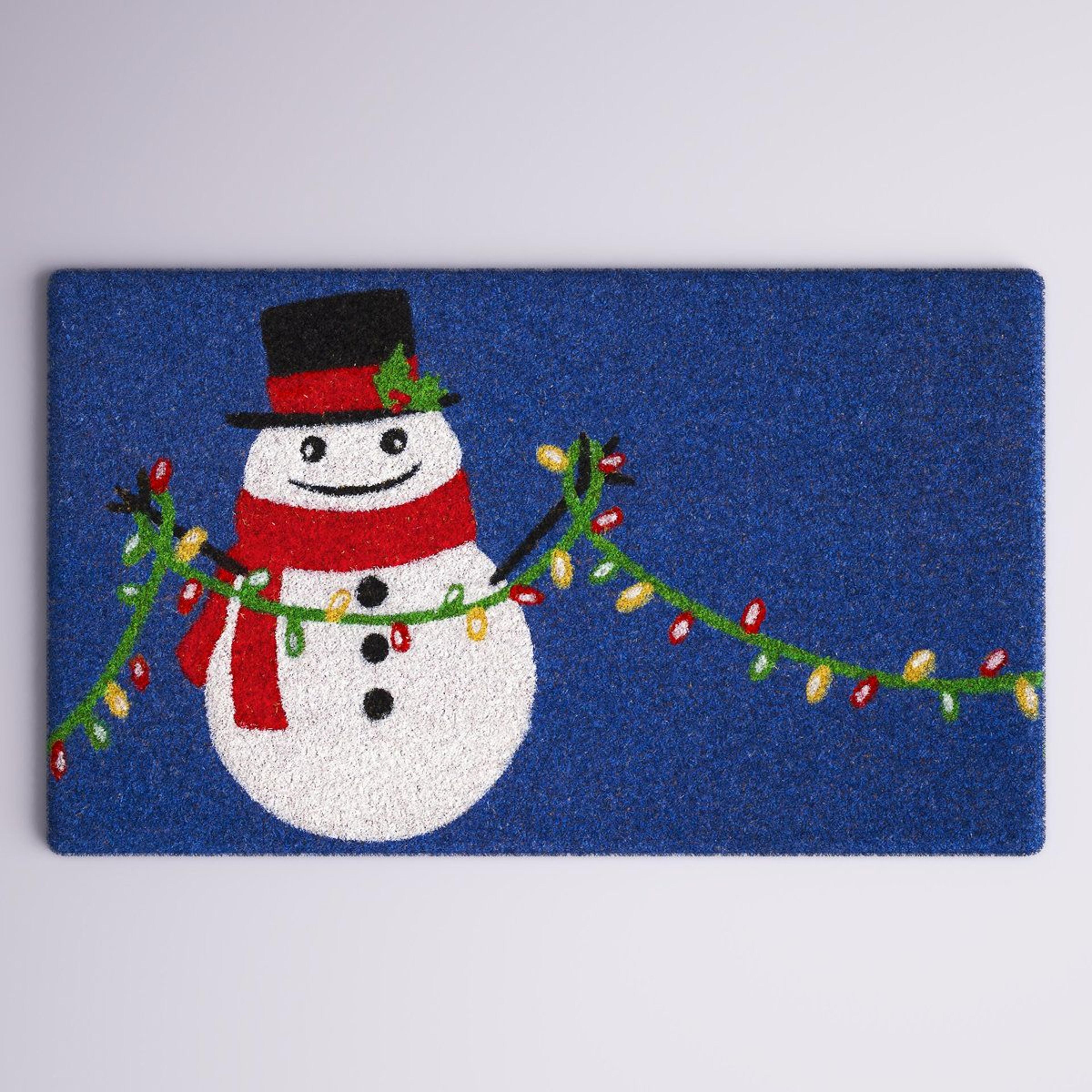 Non Slip Christmas Doormat With Snowman Design And Coir Fibers 9