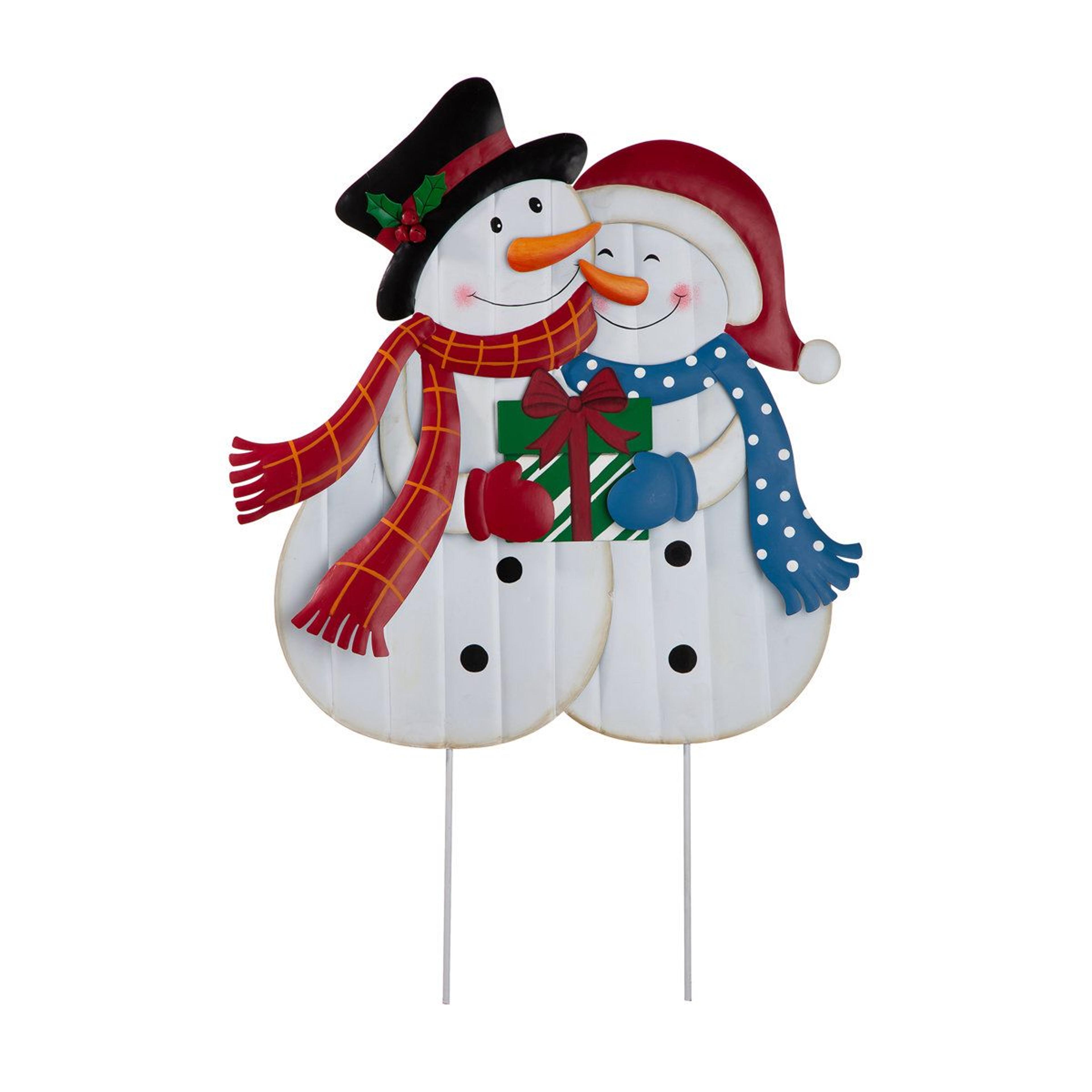 Metal Snowman Yard Stake And Wall Decor 30Inch Christmas Decoration 3