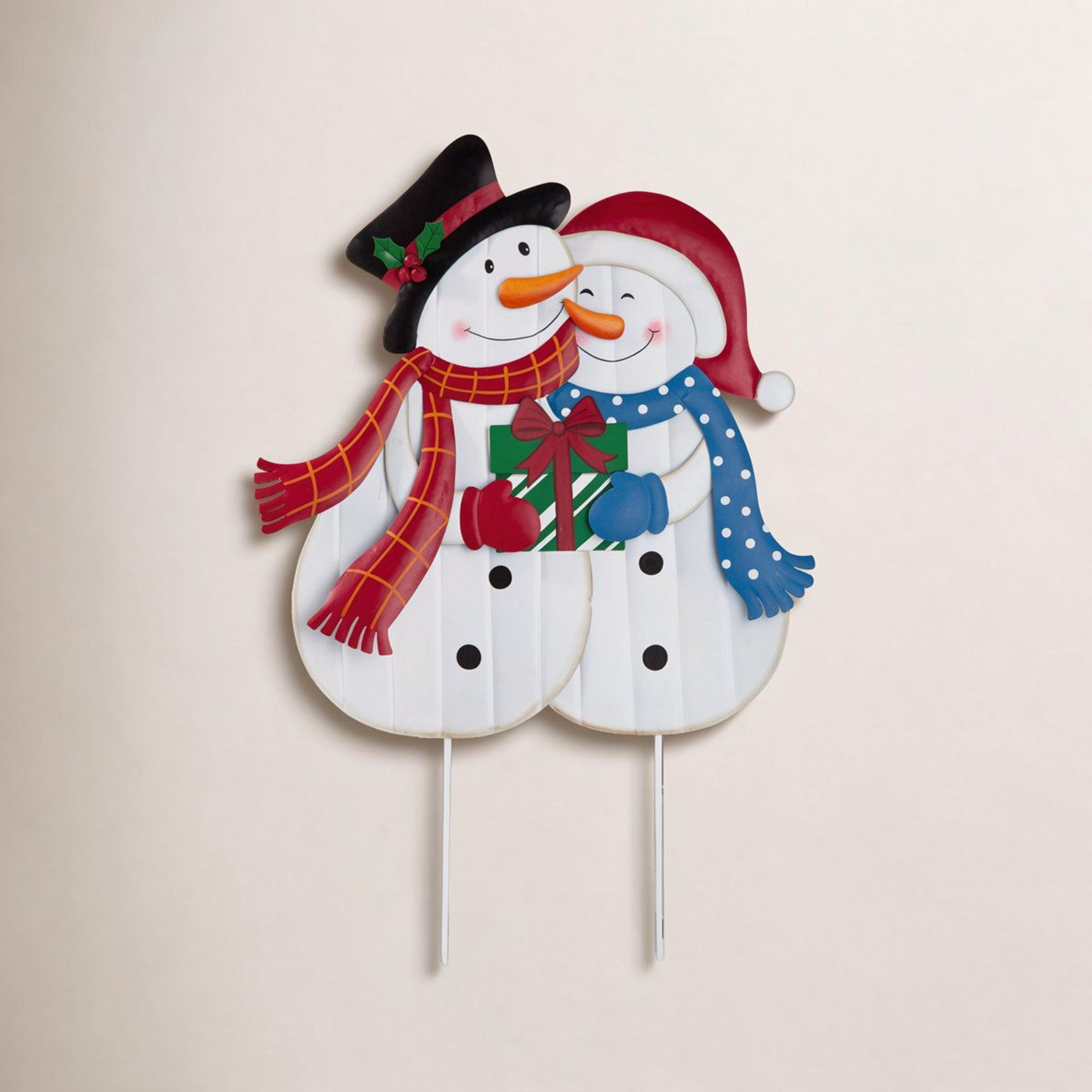 Metal Snowman Yard Stake And Wall Decor 30Inch Christmas Decoration 11