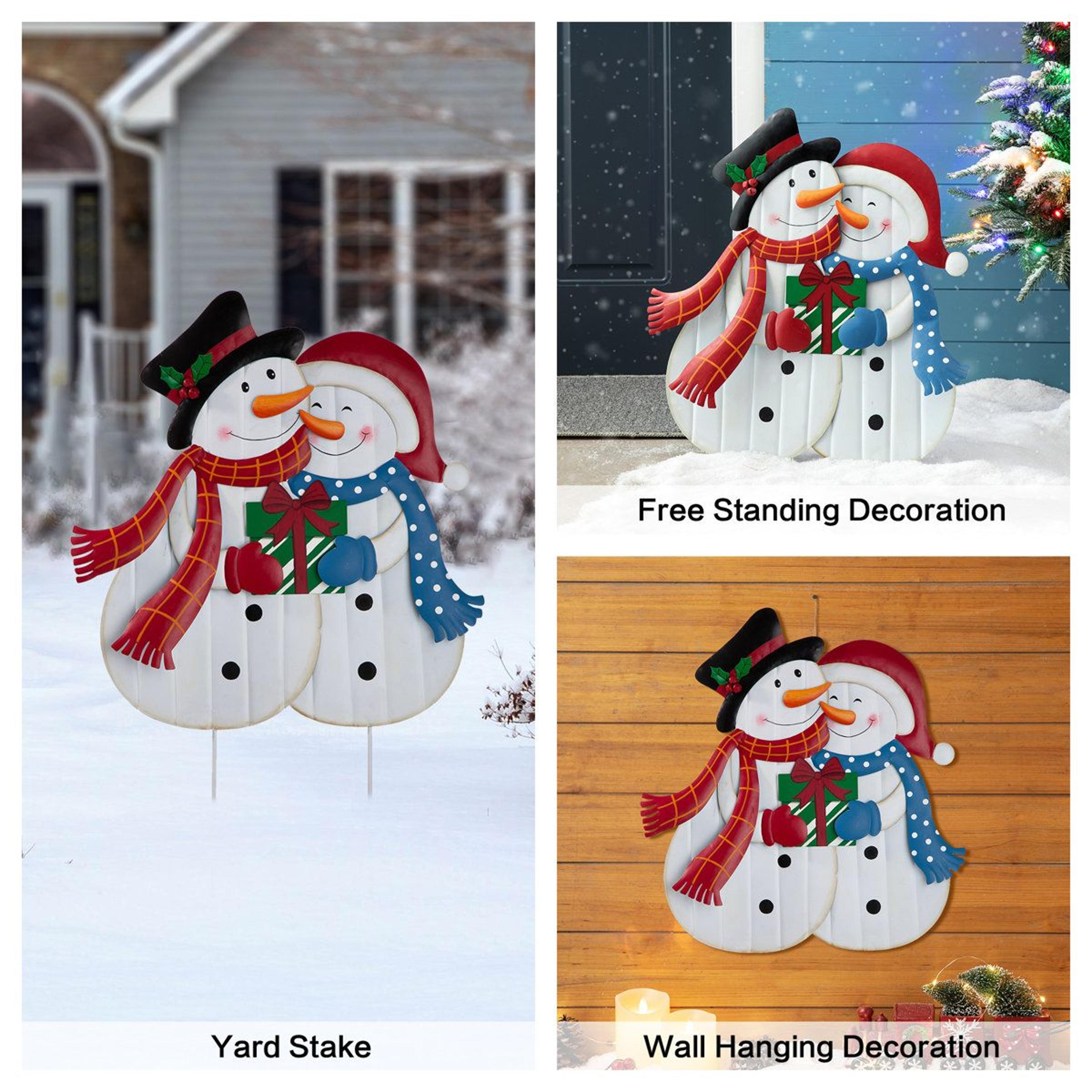 Metal Snowman Yard Stake And Wall Decor 30Inch Christmas Decoration 7