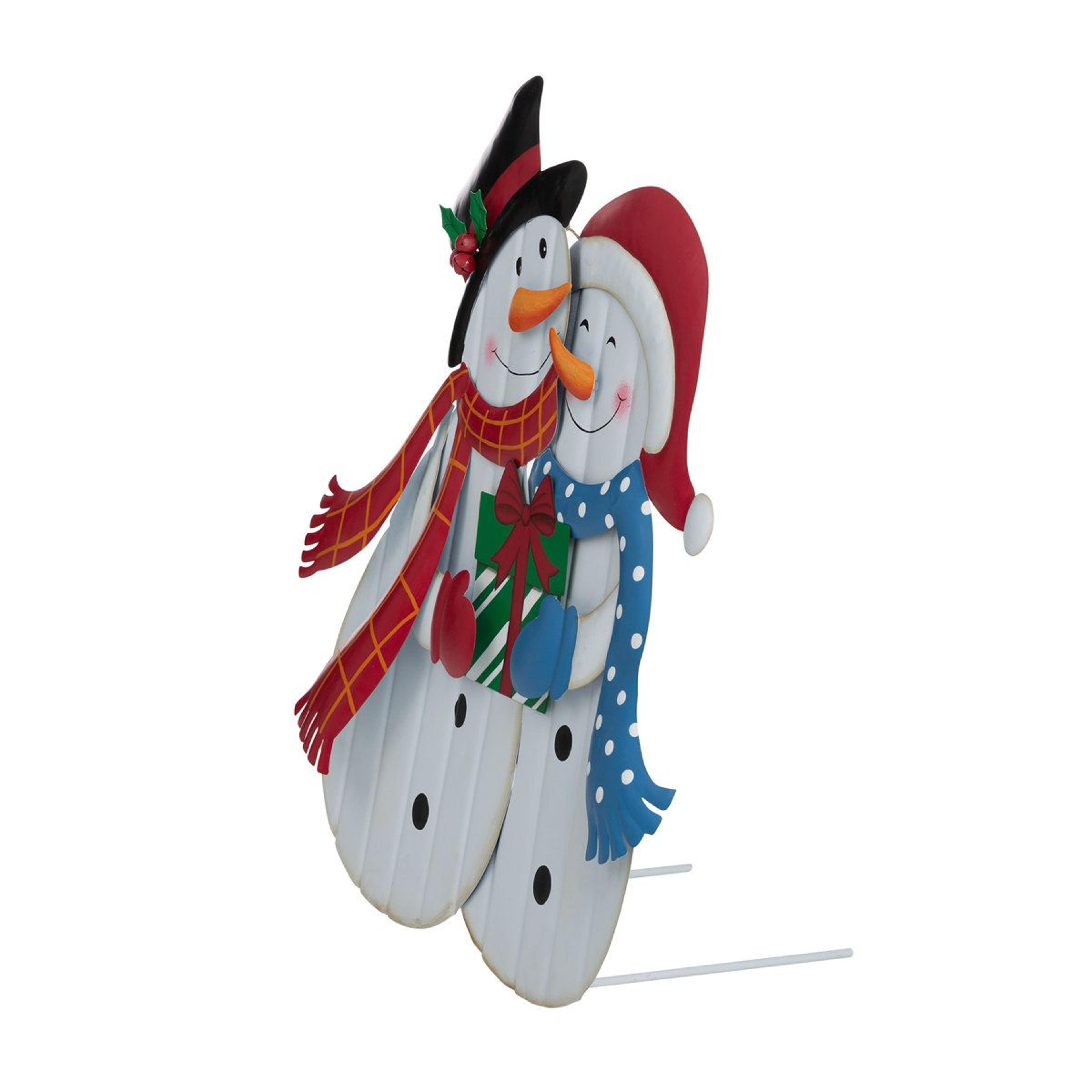 Metal Snowman Yard Stake And Wall Decor 30Inch Christmas Decoration 2