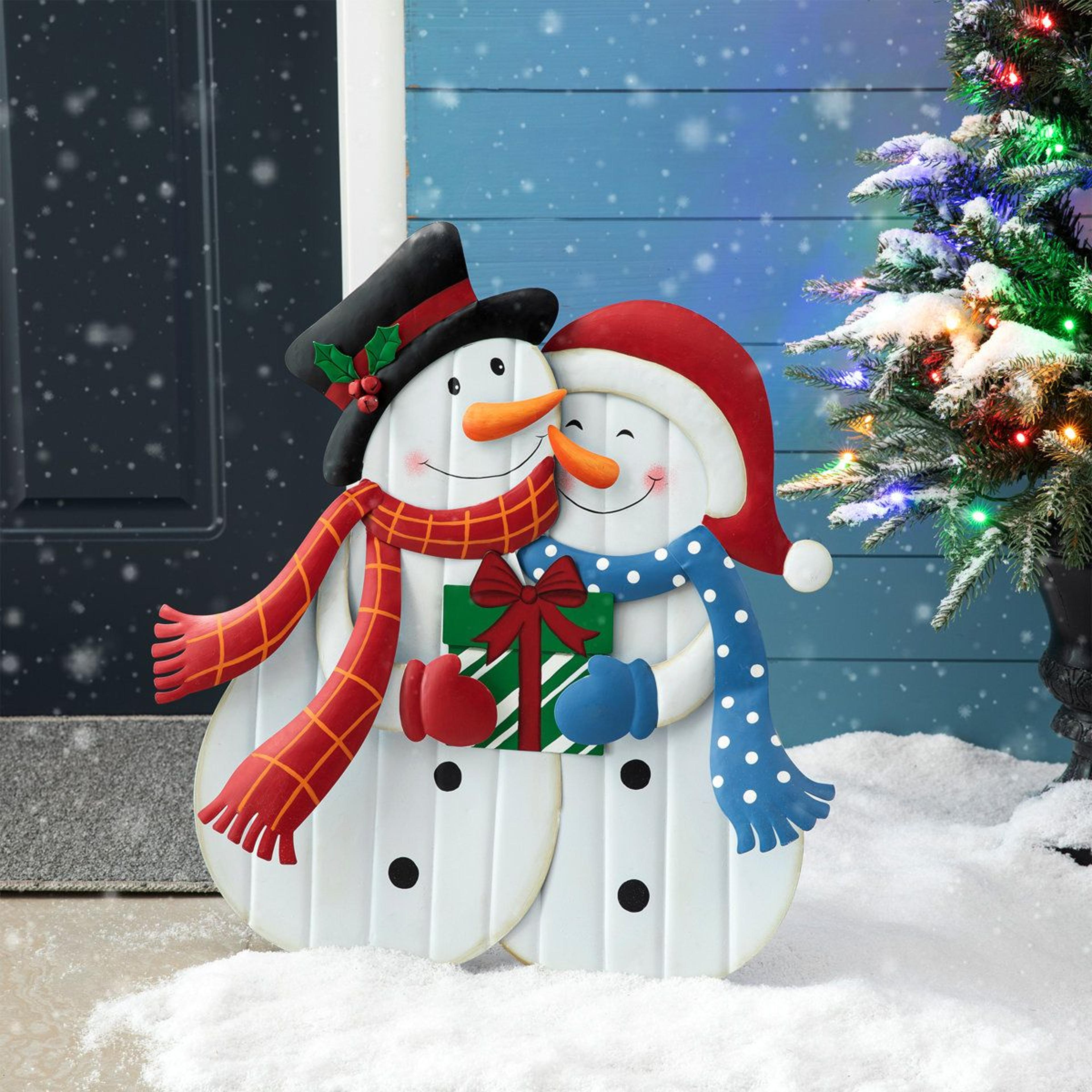 metal snowman yard stake and wall decor 30-inch christmas decoration