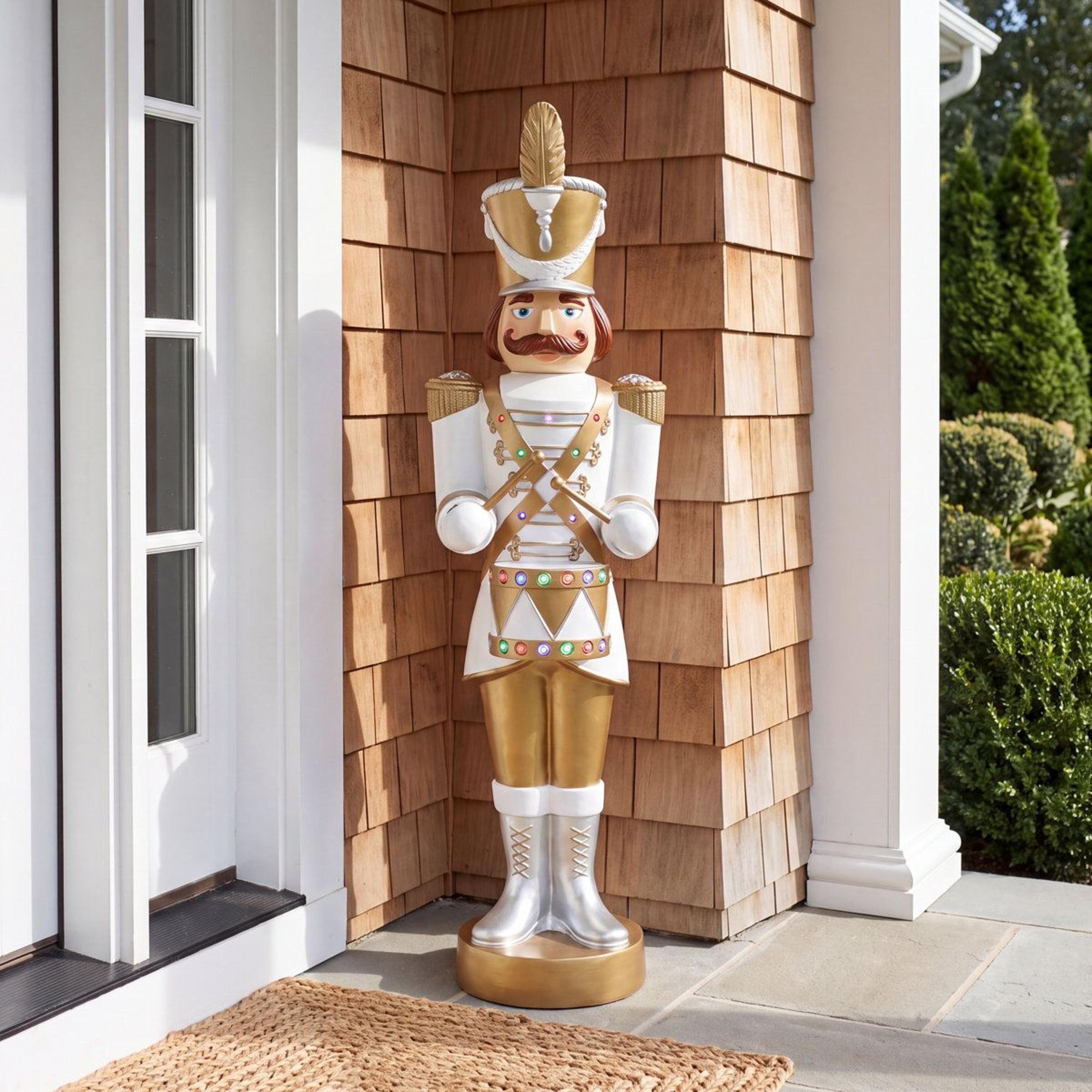 animated christmas nutcracker figurine with led lights music and motion sensor