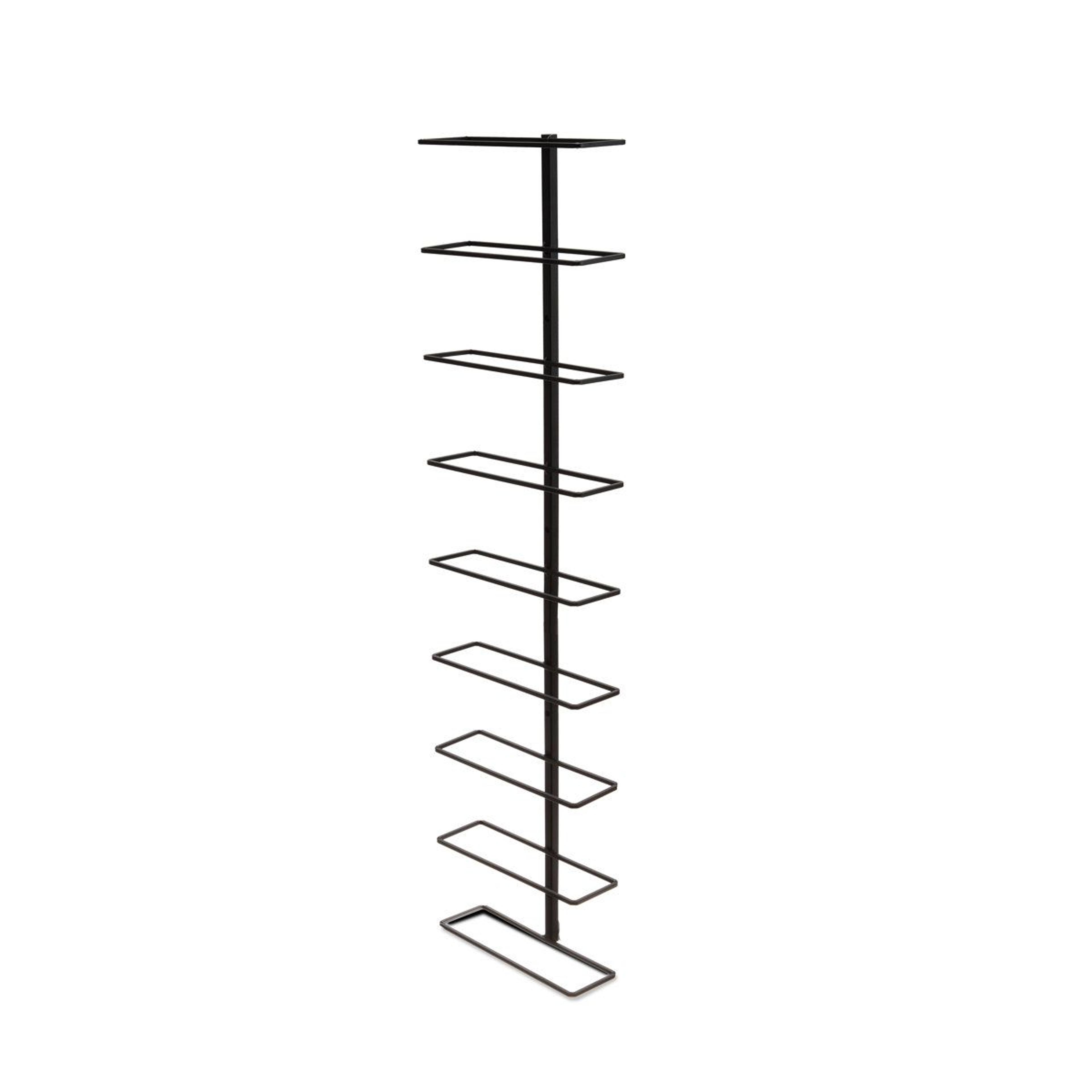 Wall Mounted Wine Rack Black Wrought Iron Vertical 9 Bottle Storage 2