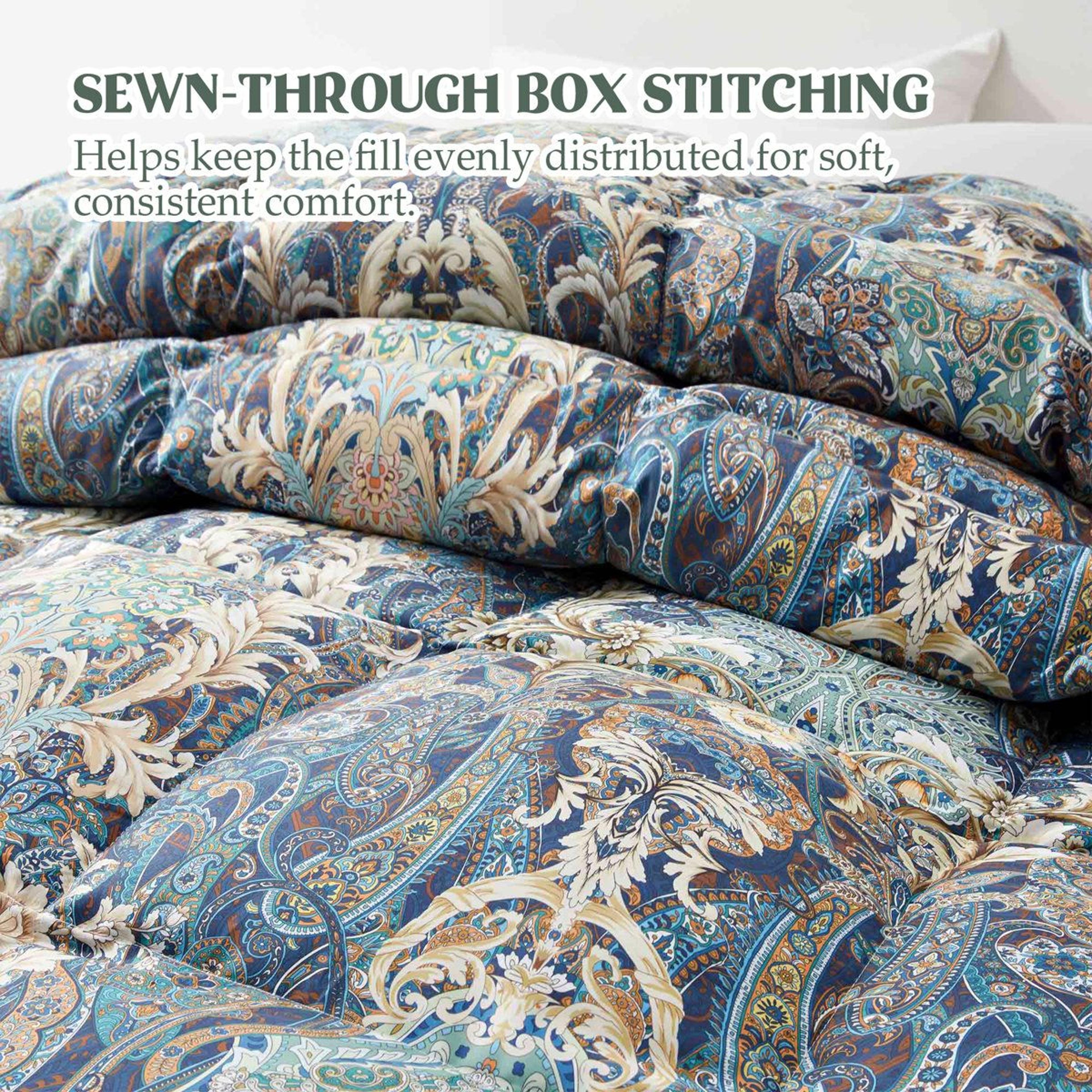 All Season King Goose Feather Down Blend Comforter With Paisley Print 5